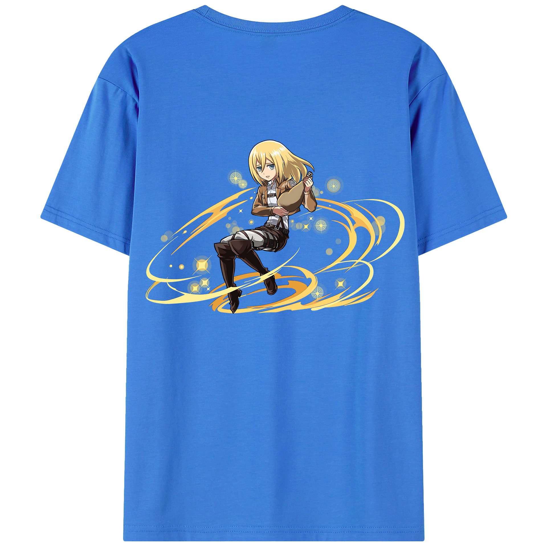 （画像用） 進撃の巨人 クリスタ·レンズ Attack on Titan Christa Lenz 綿100％ メンズ半袖Tシャツ（バックプリント） 通気性