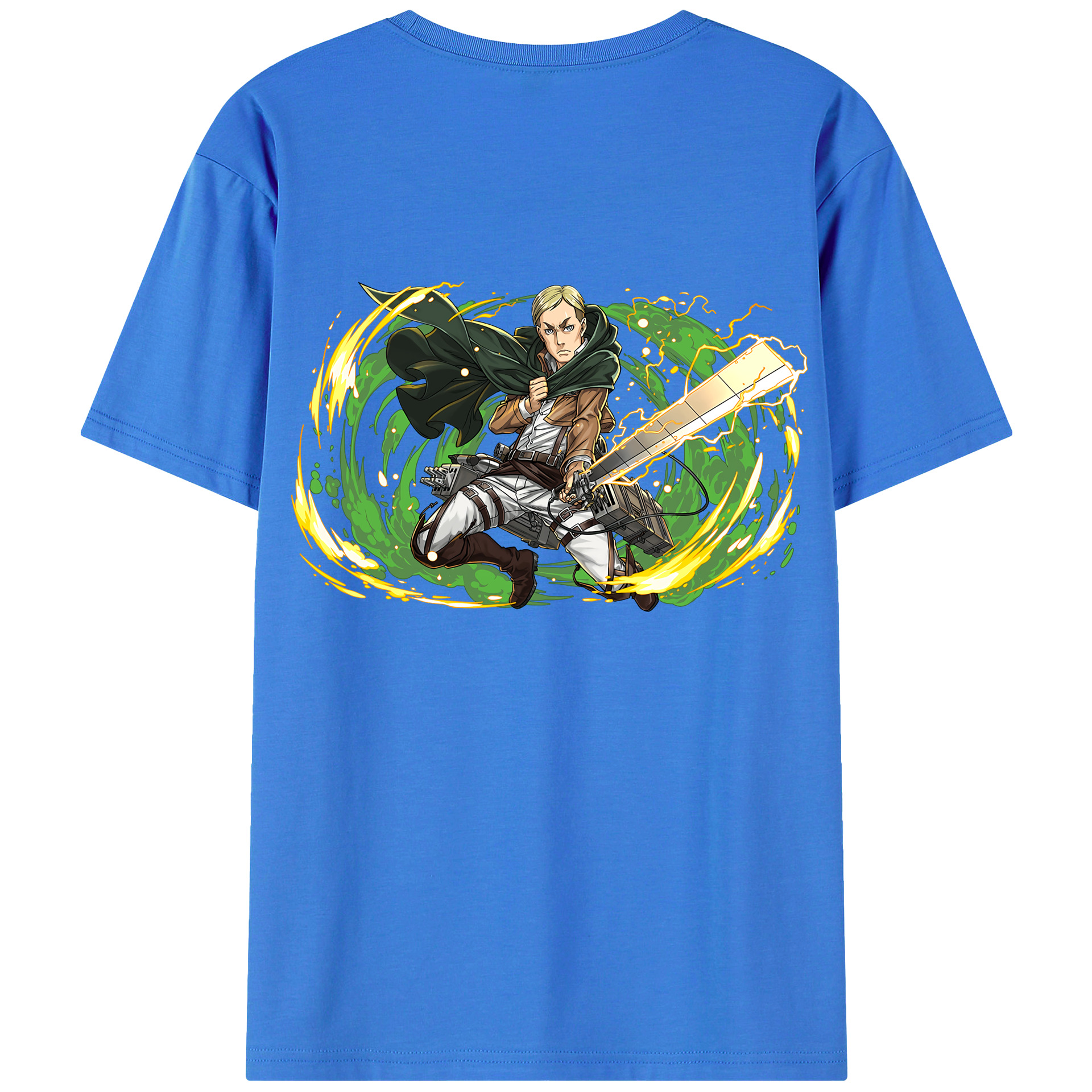 （画像用） 進撃の巨人 エルヴィン・スミス Attack on Titan Erwin Smith 綿100％ メンズ半袖Tシャツ（バックプリント） 通気性