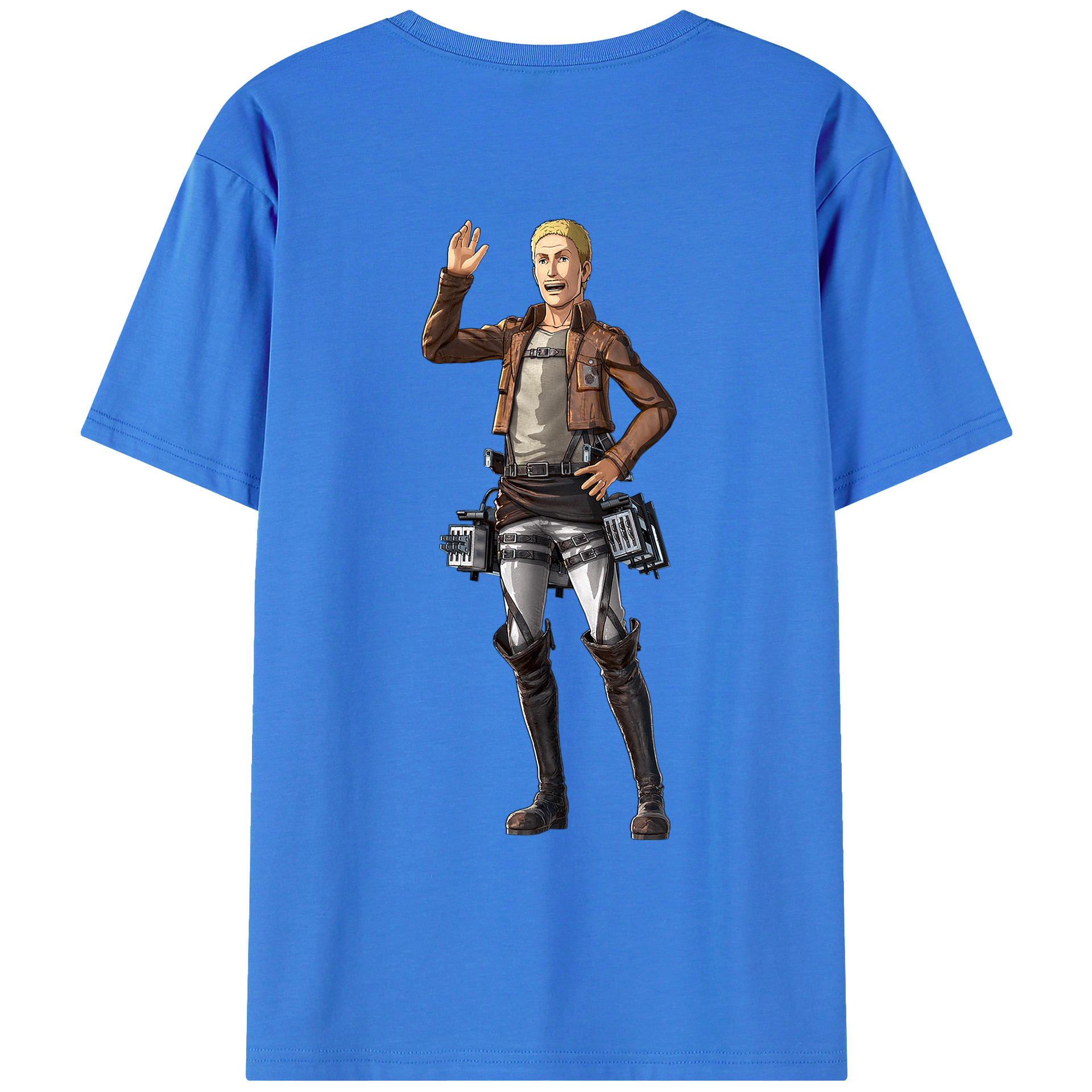 （画像用） 進撃の巨人 ハンネス Attack on Titan Hannes 綿100％ メンズ半袖Tシャツ（バックプリント） 通気性