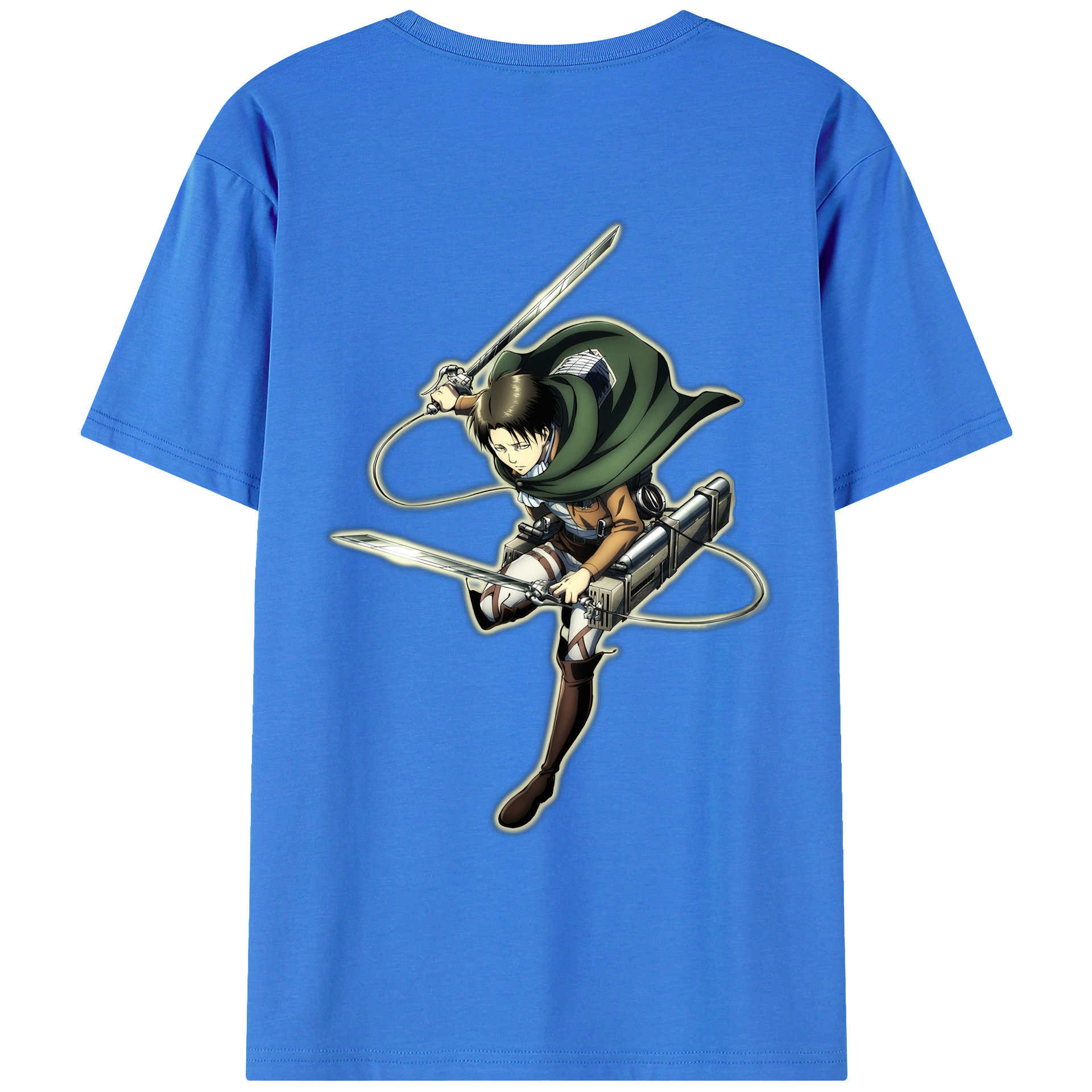 （画像用） 進撃の巨人 リヴァイ·アッカーマン Attack on Titan Levi Ackerman 綿100％ メンズ半袖Tシャツ（バックプリント） 通気性