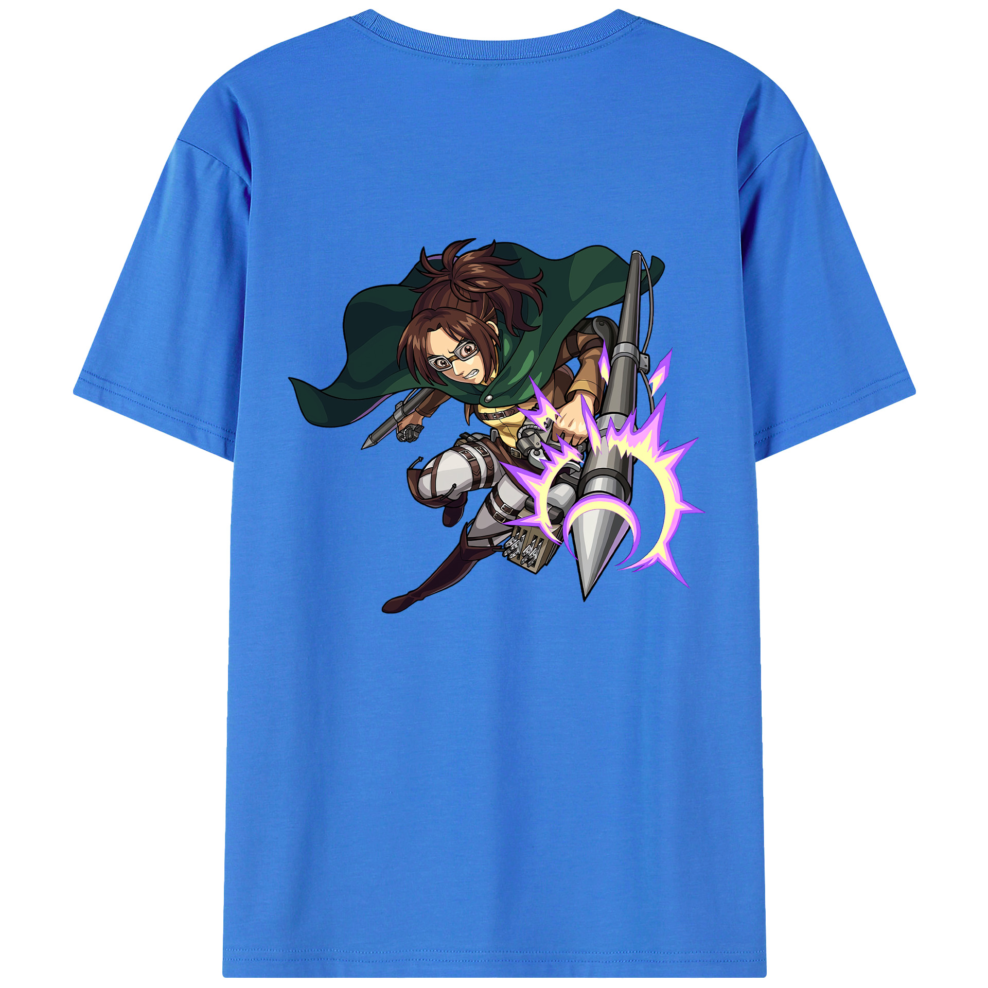 （画像用） 進撃の巨人 ハンジ·ゾエ Attack on Titan Hanji Zoe 綿100％ メンズ半袖Tシャツ（バックプリント） 通気性