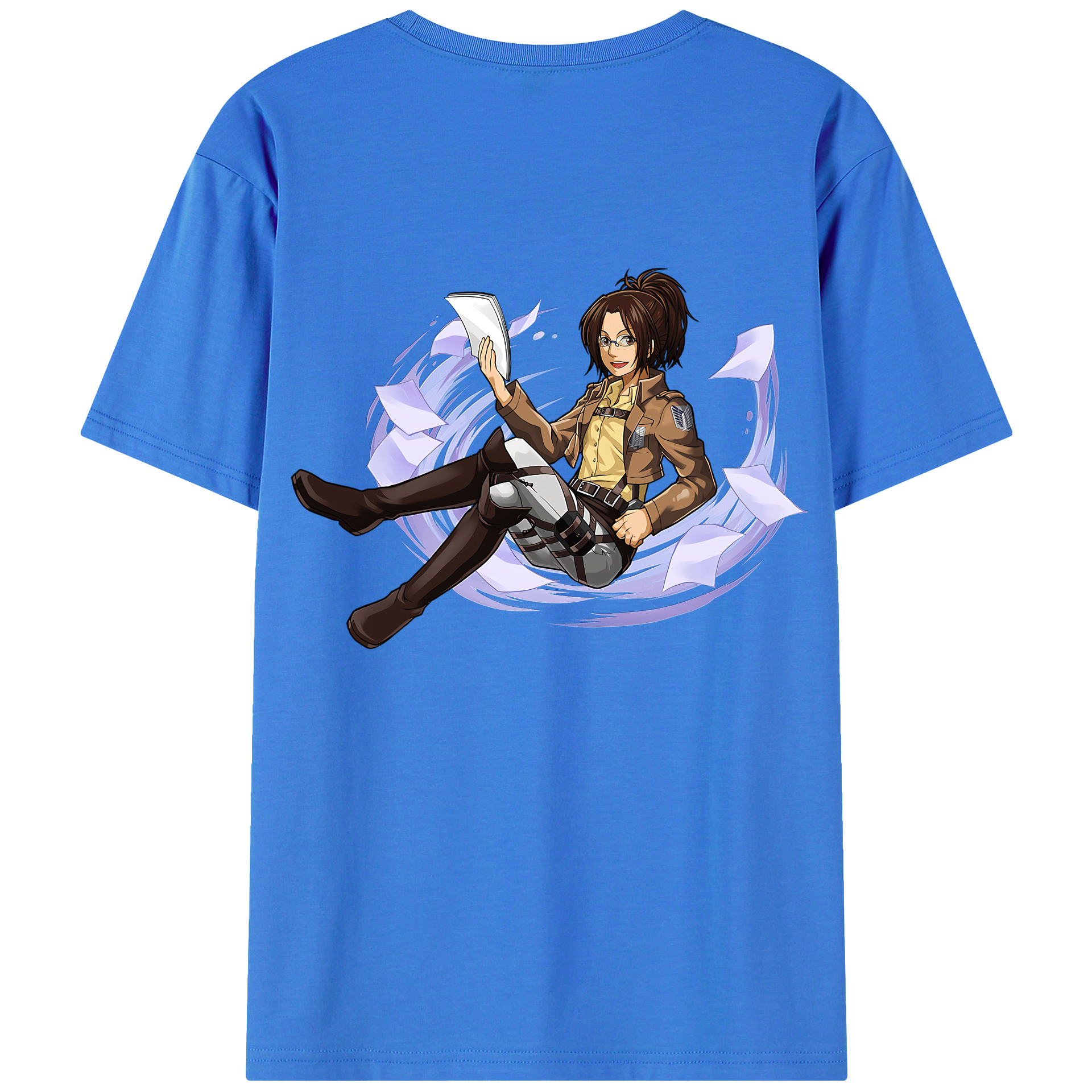 （画像用） 進撃の巨人 ハンジ·ゾエ Attack on Titan Hanji Zoe 綿100％ メンズ半袖Tシャツ（バックプリント） 通気性