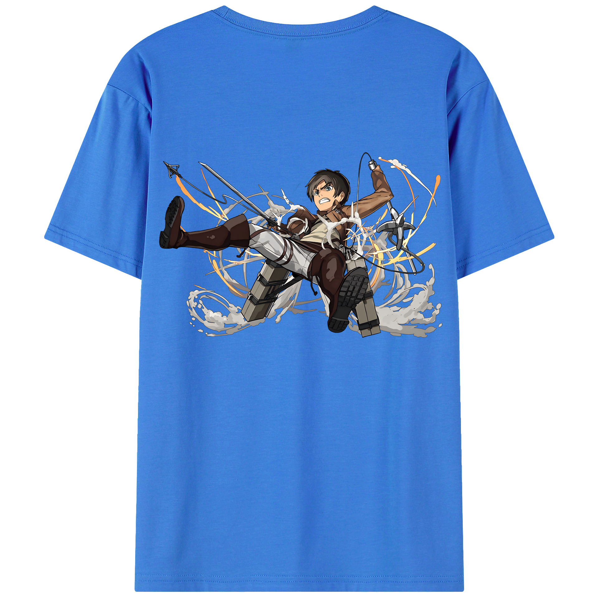 （画像用） 進撃の巨人 エレン･イェーガー Attack on Titan Eren Jäger 綿100％ メンズ半袖Tシャツ（バックプリント） 通気性