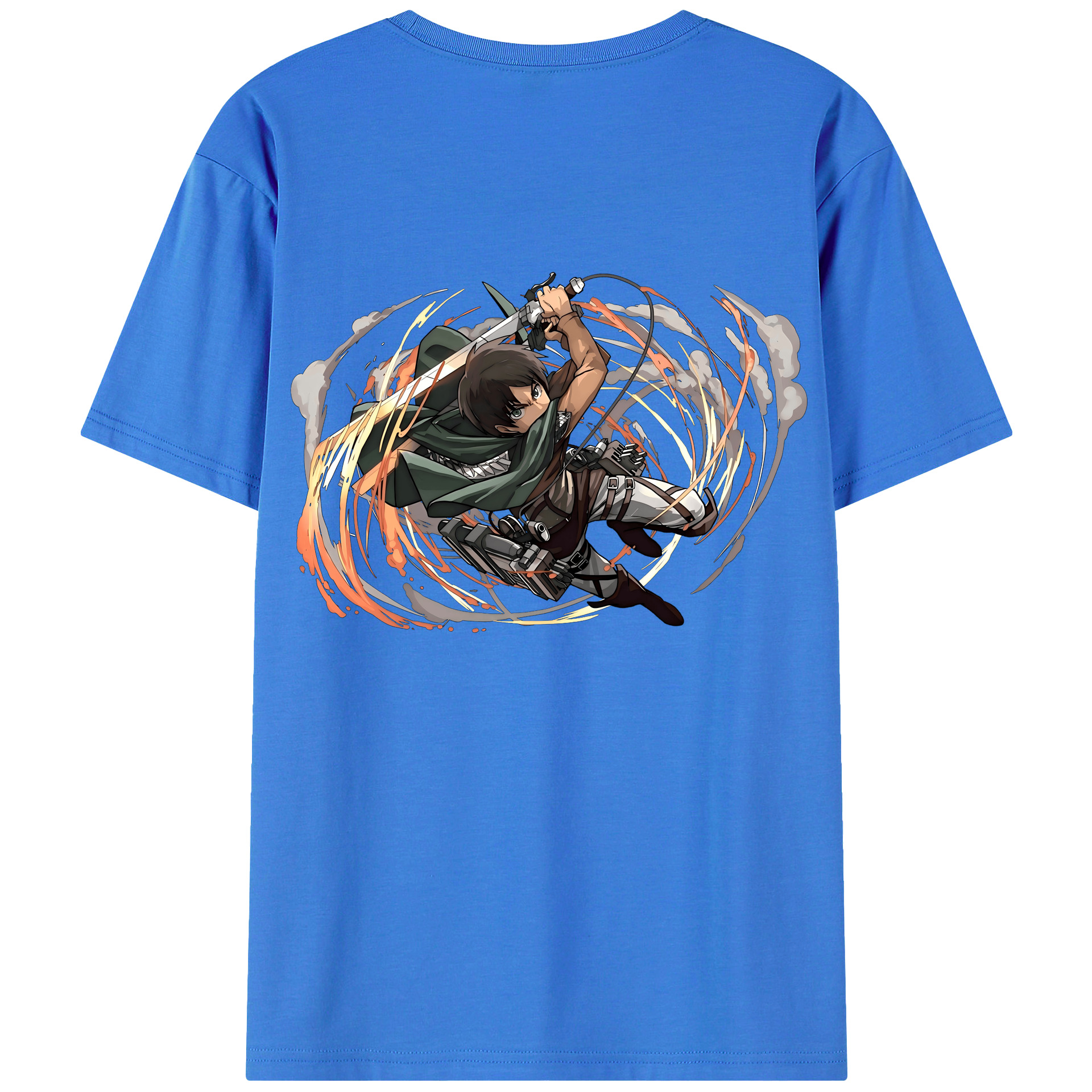 （画像用） 進撃の巨人 エレン･イェーガー Attack on Titan Eren Jäger 綿100％ メンズ半袖Tシャツ（バックプリント） 通気性