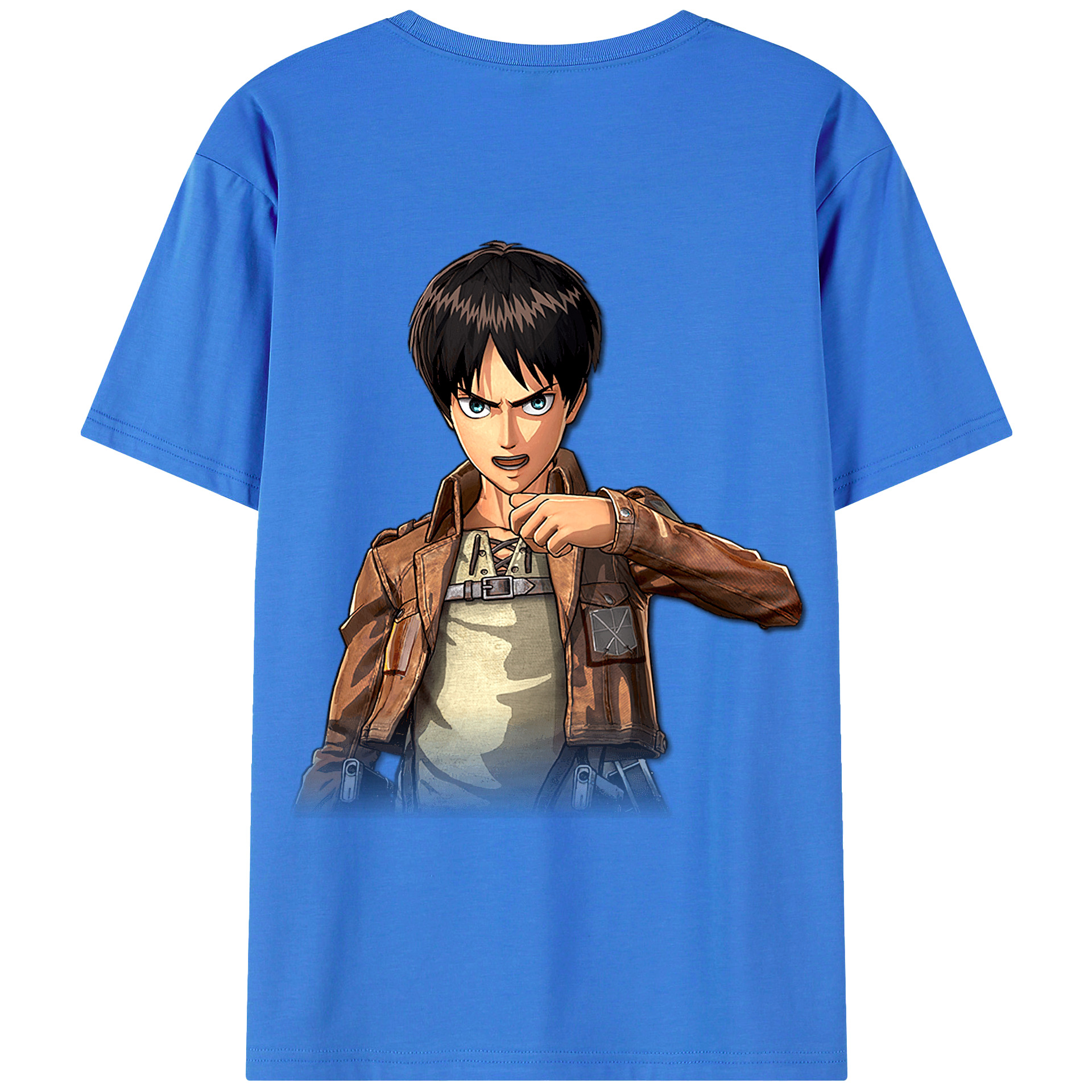 （画像用） 進撃の巨人 エレン･イェーガー Attack on Titan Eren Jäger 綿100％ メンズ半袖Tシャツ（バックプリント） 通気性