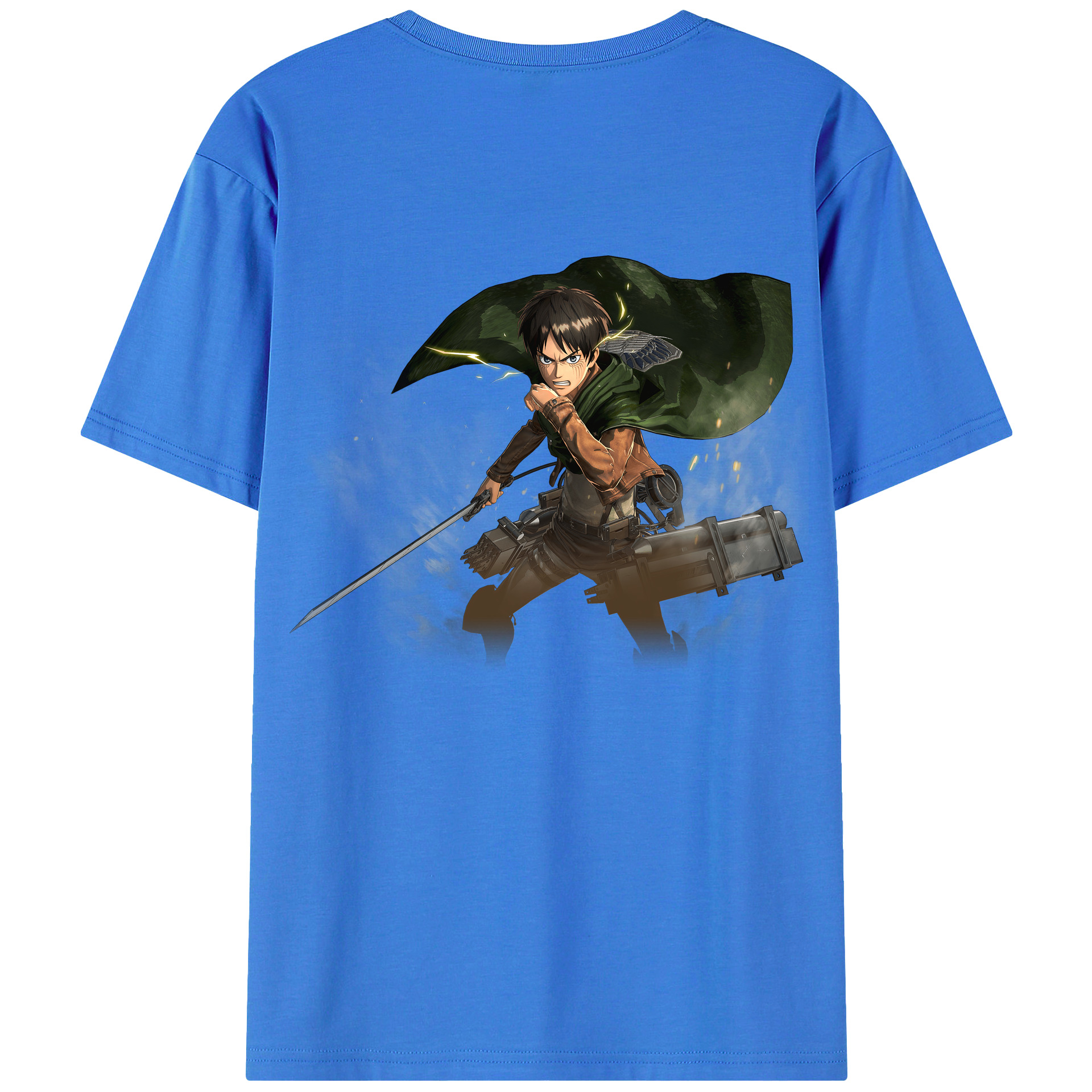 （画像用） 進撃の巨人 エレン･イェーガー Attack on Titan Eren Jäger 綿100％ メンズ半袖Tシャツ（バックプリント） 通気性