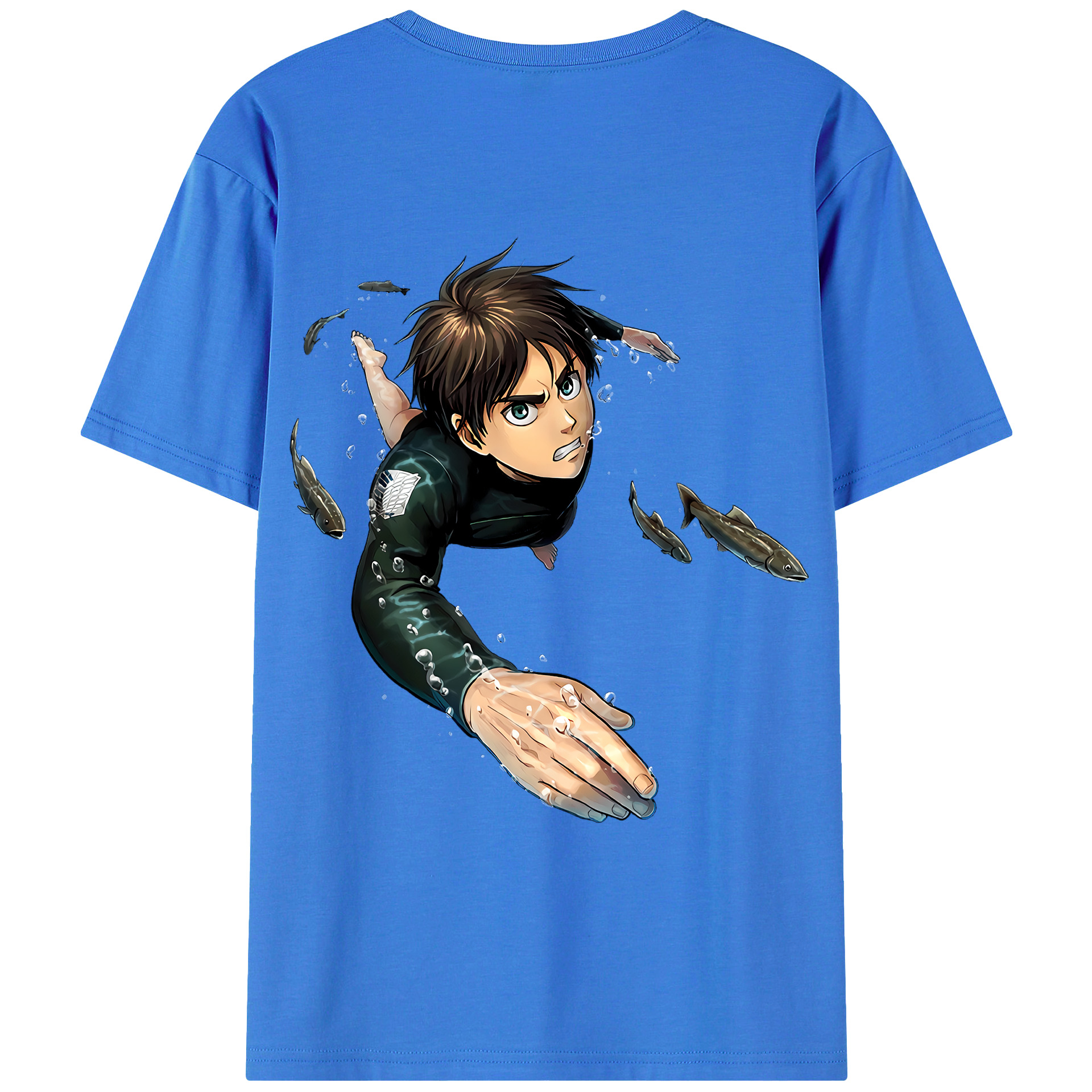 （画像用） 進撃の巨人 エレン･イェーガー Attack on Titan Eren Jäger 綿100％ メンズ半袖Tシャツ（バックプリント） 通気性
