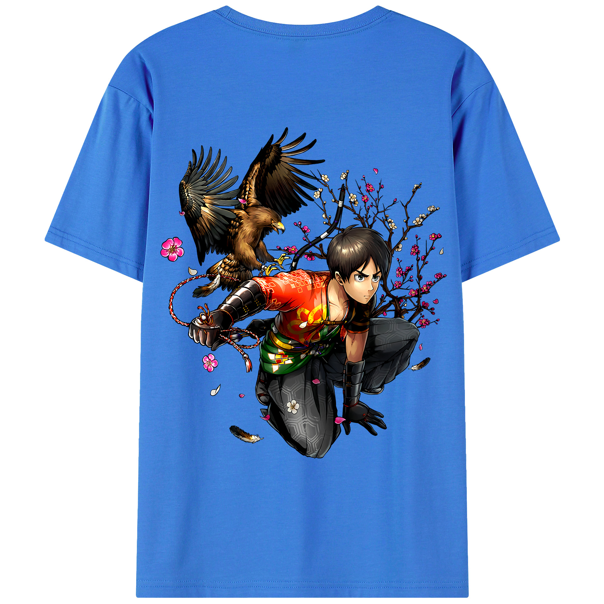 （画像用） 進撃の巨人 エレン･イェーガー Attack on Titan Eren Jäger 綿100％ メンズ半袖Tシャツ（バックプリント） 通気性