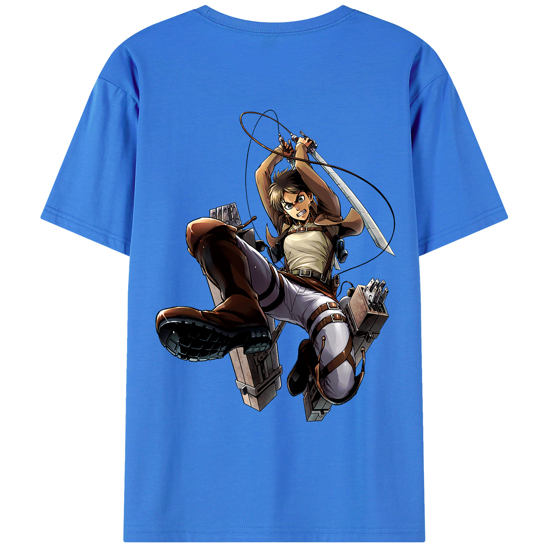 （画像用） 進撃の巨人 エレン･イェーガー Attack on Titan Eren Jäger 綿100％ メンズ半袖Tシャツ（バックプリント） 通気性
