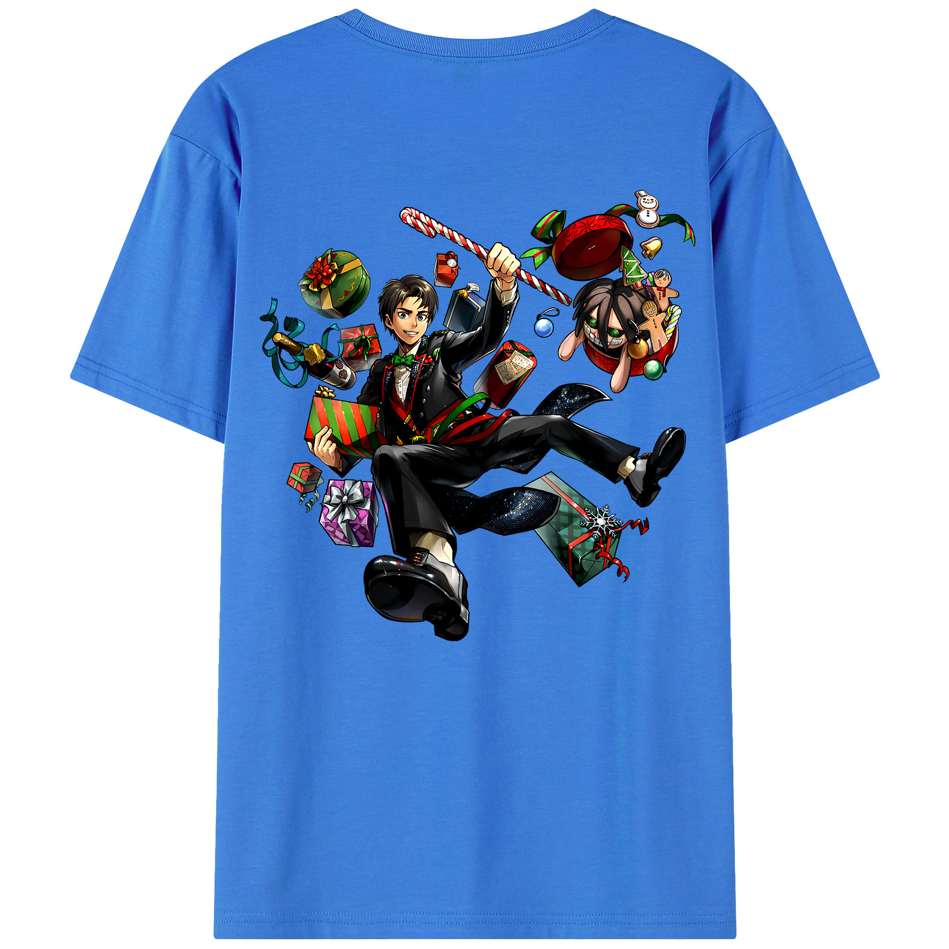 （画像用） 進撃の巨人 エレン･イェーガー Attack on Titan Eren Jäger 綿100％ メンズ半袖Tシャツ（バックプリント） 通気性
