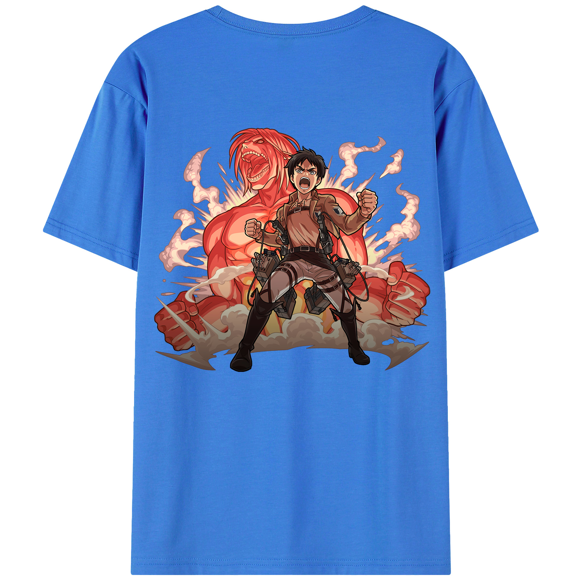 （画像用） 進撃の巨人 エレン･イェーガー Attack on Titan Eren Jäger 綿100％ メンズ半袖Tシャツ（バックプリント） 通気性