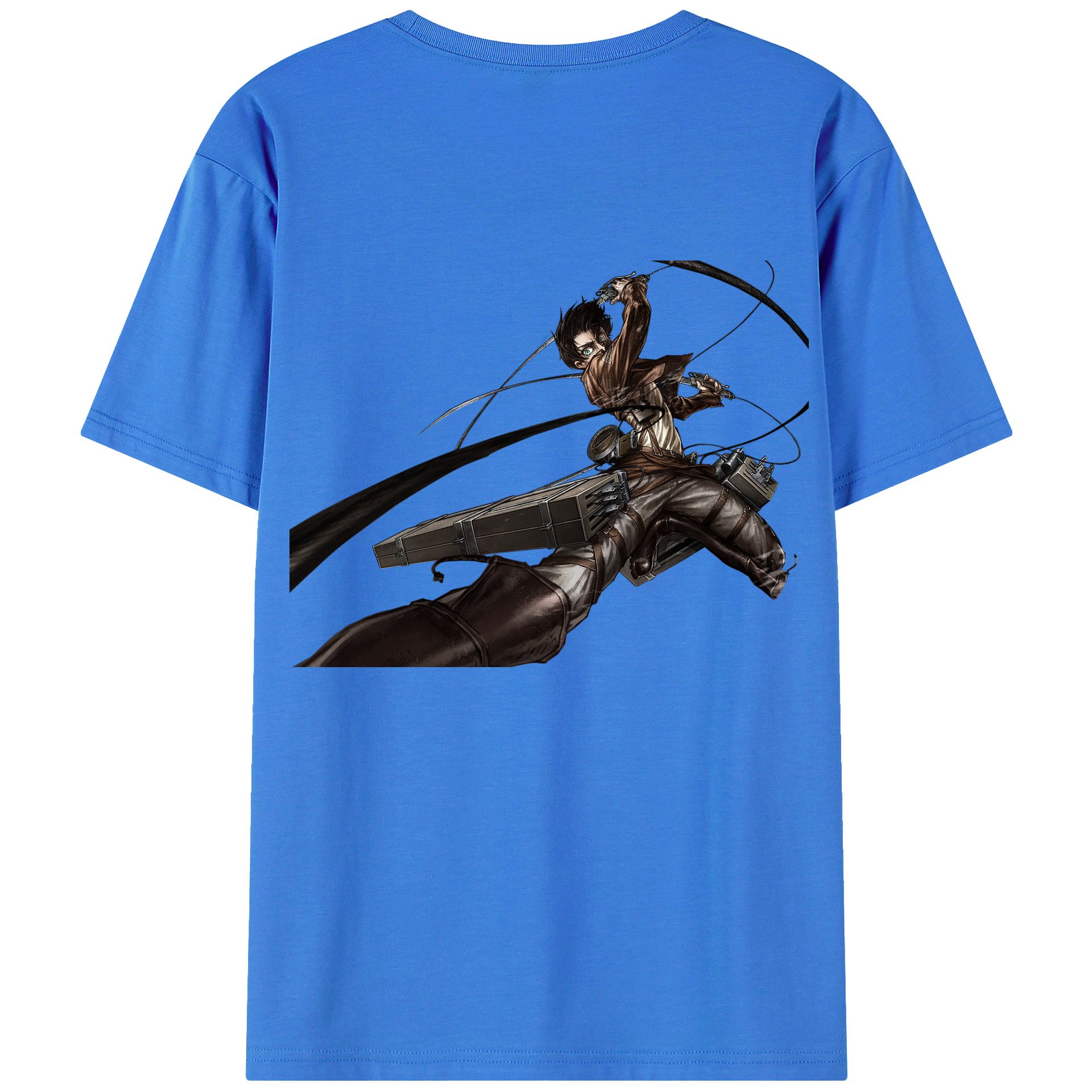 （画像用） 進撃の巨人 エレン･イェーガー Attack on Titan Eren Jäger 綿100％ メンズ半袖Tシャツ（バックプリント） 通気性