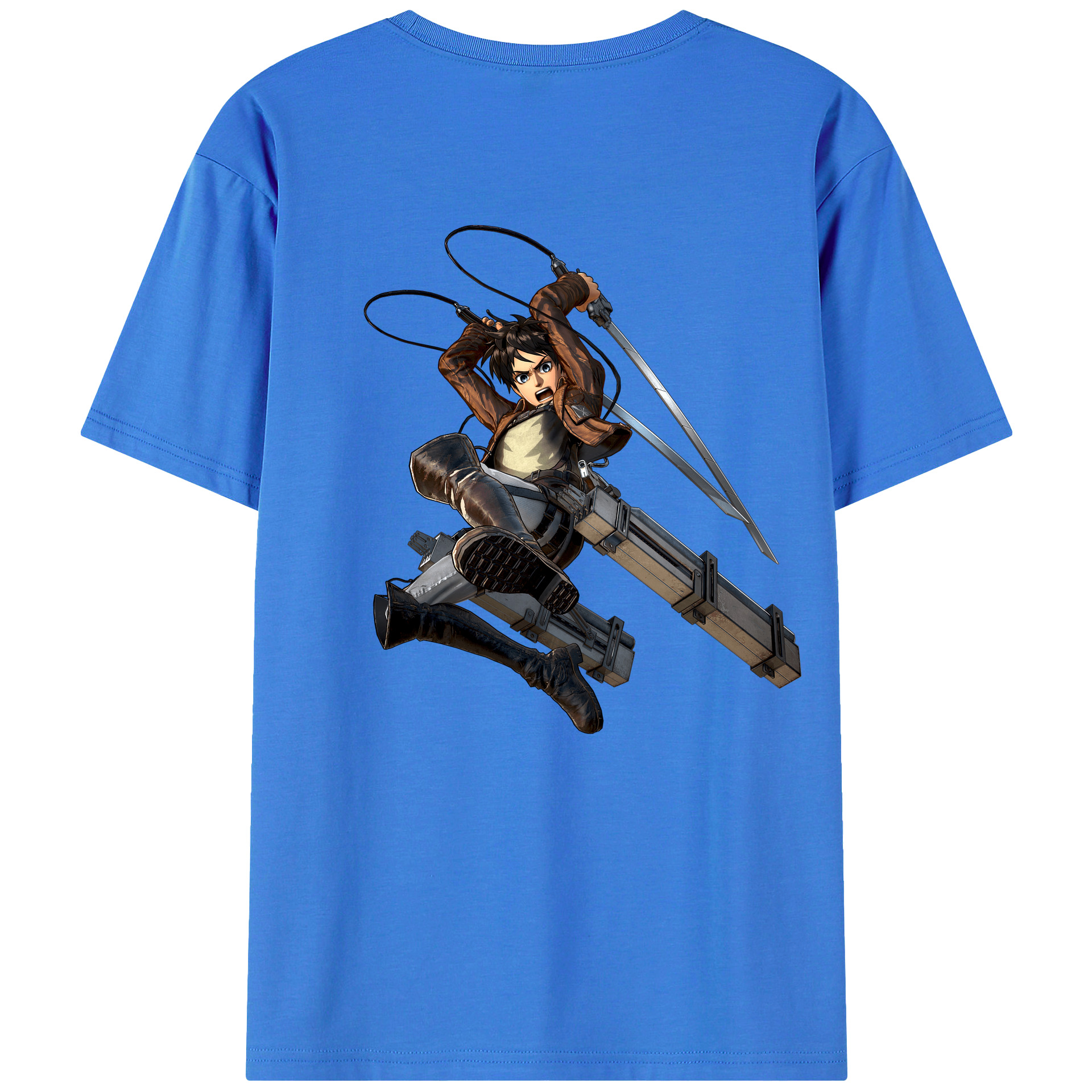 （画像用） 進撃の巨人 エレン･イェーガー Attack on Titan Eren Jäger 綿100％ メンズ半袖Tシャツ（バックプリント） 通気性