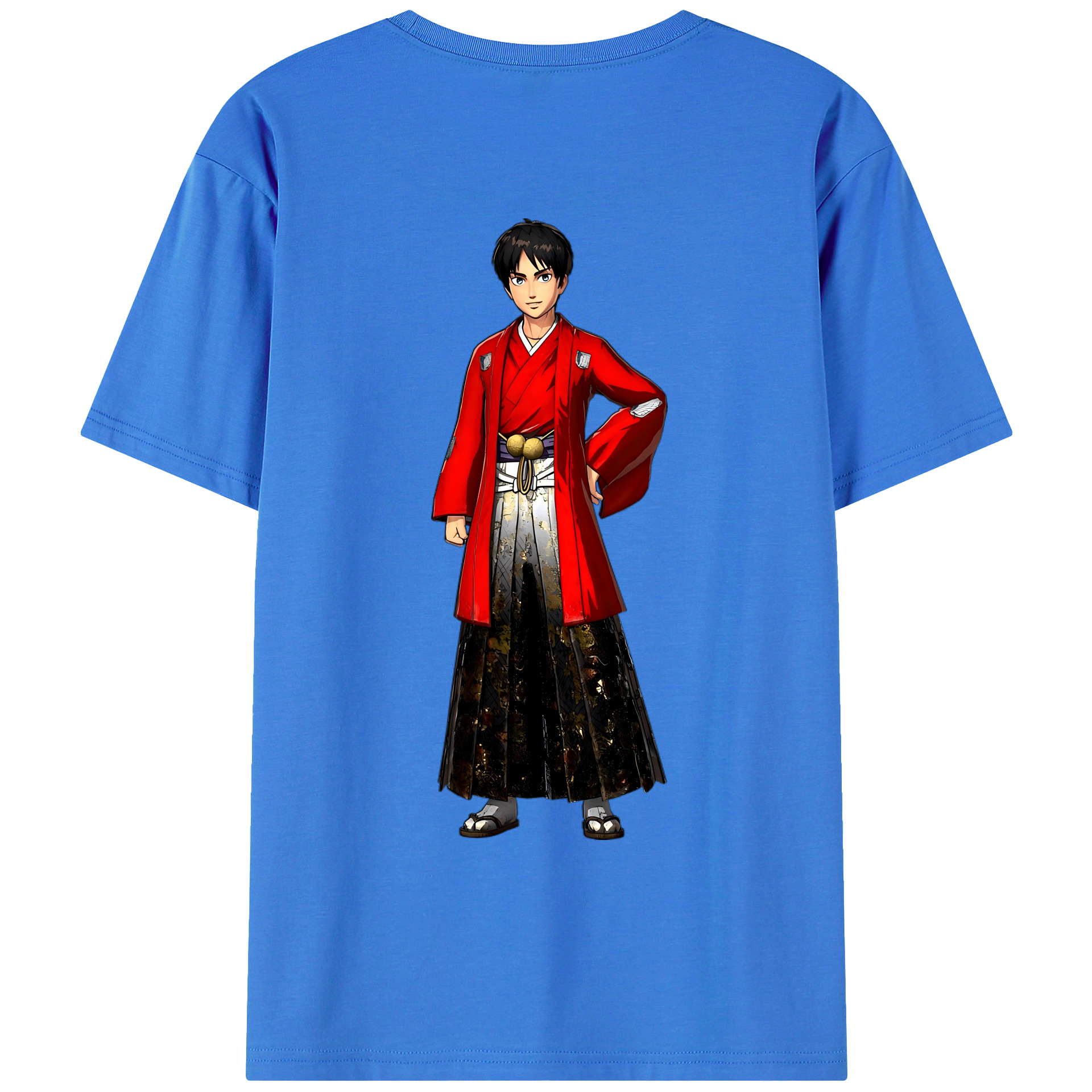（画像用） 進撃の巨人 エレン･イェーガー Attack on Titan Eren Jäger 綿100％ メンズ半袖Tシャツ（バックプリント） 通気性