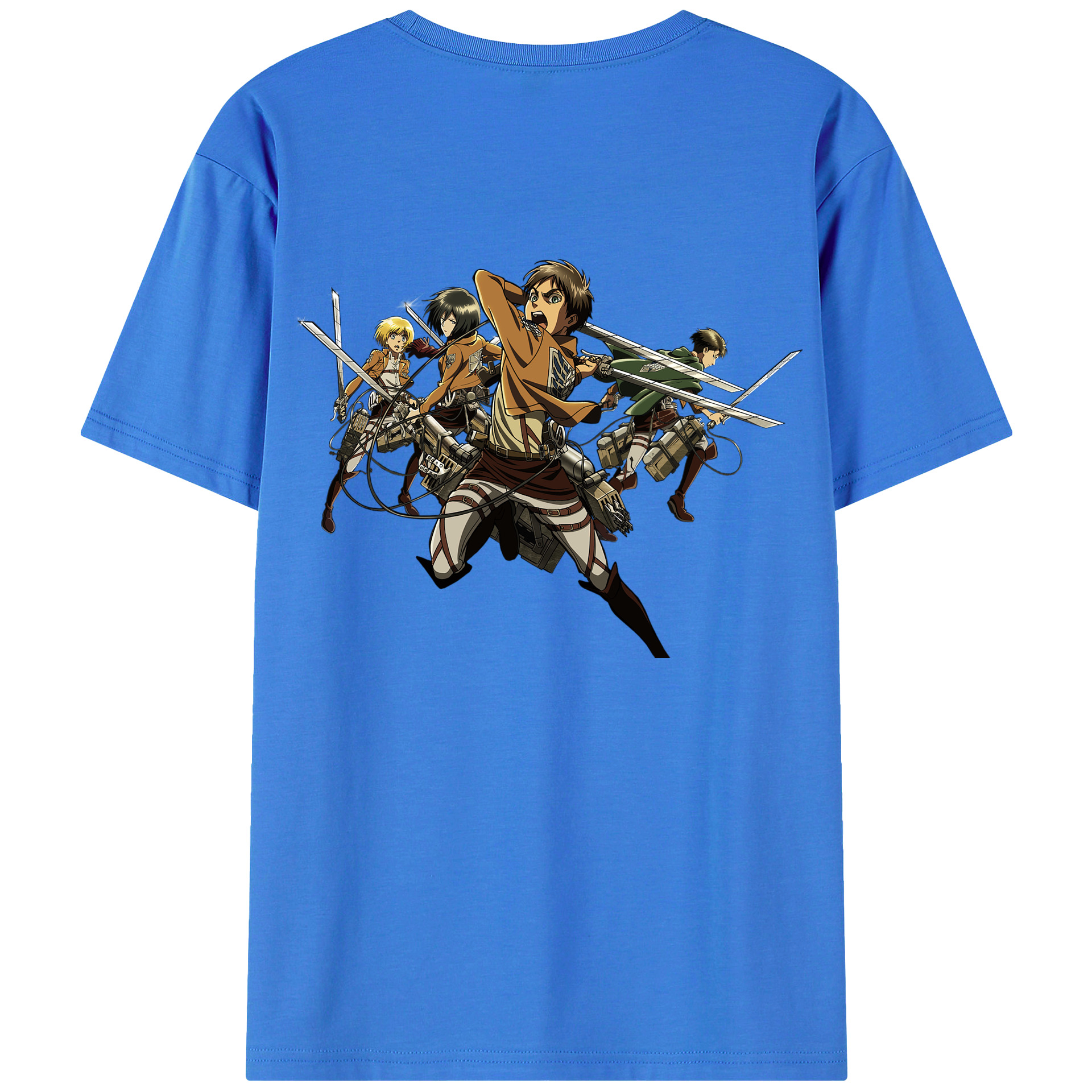 （画像用） 進撃の巨人 エレン･イェーガー Attack on Titan Eren Jäger 綿100％ メンズ半袖Tシャツ（バックプリント） 通気性
