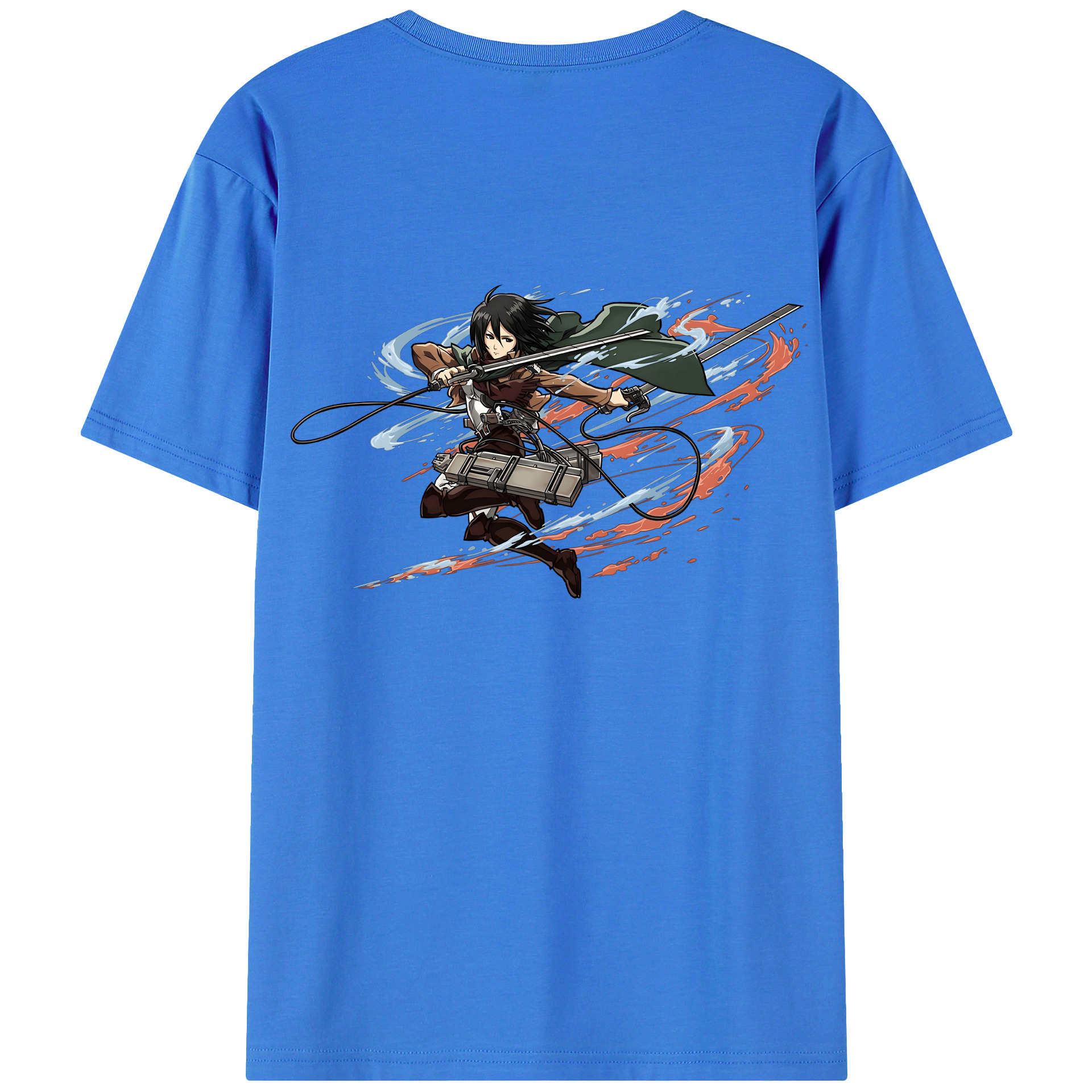 （画像用） 進撃の巨人 ミカサ·アッカーマン Attack on Titan Mikasa Ackerman 綿100％ メンズ半袖Tシャツ（バックプリント） 通気性