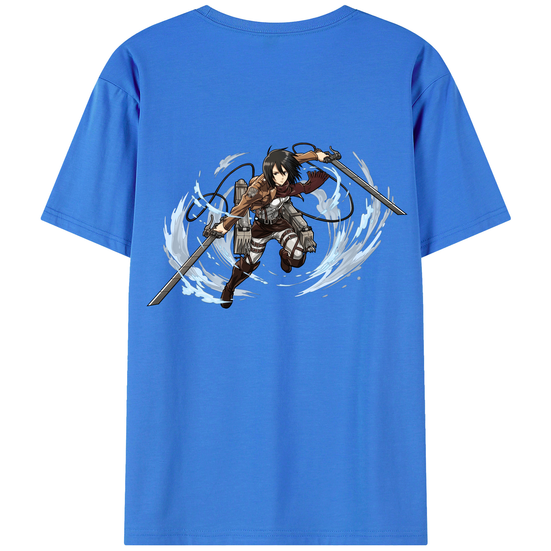 （画像用） 進撃の巨人 ミカサ·アッカーマン Attack on Titan Mikasa Ackerman 綿100％ メンズ半袖Tシャツ（バックプリント） 通気性