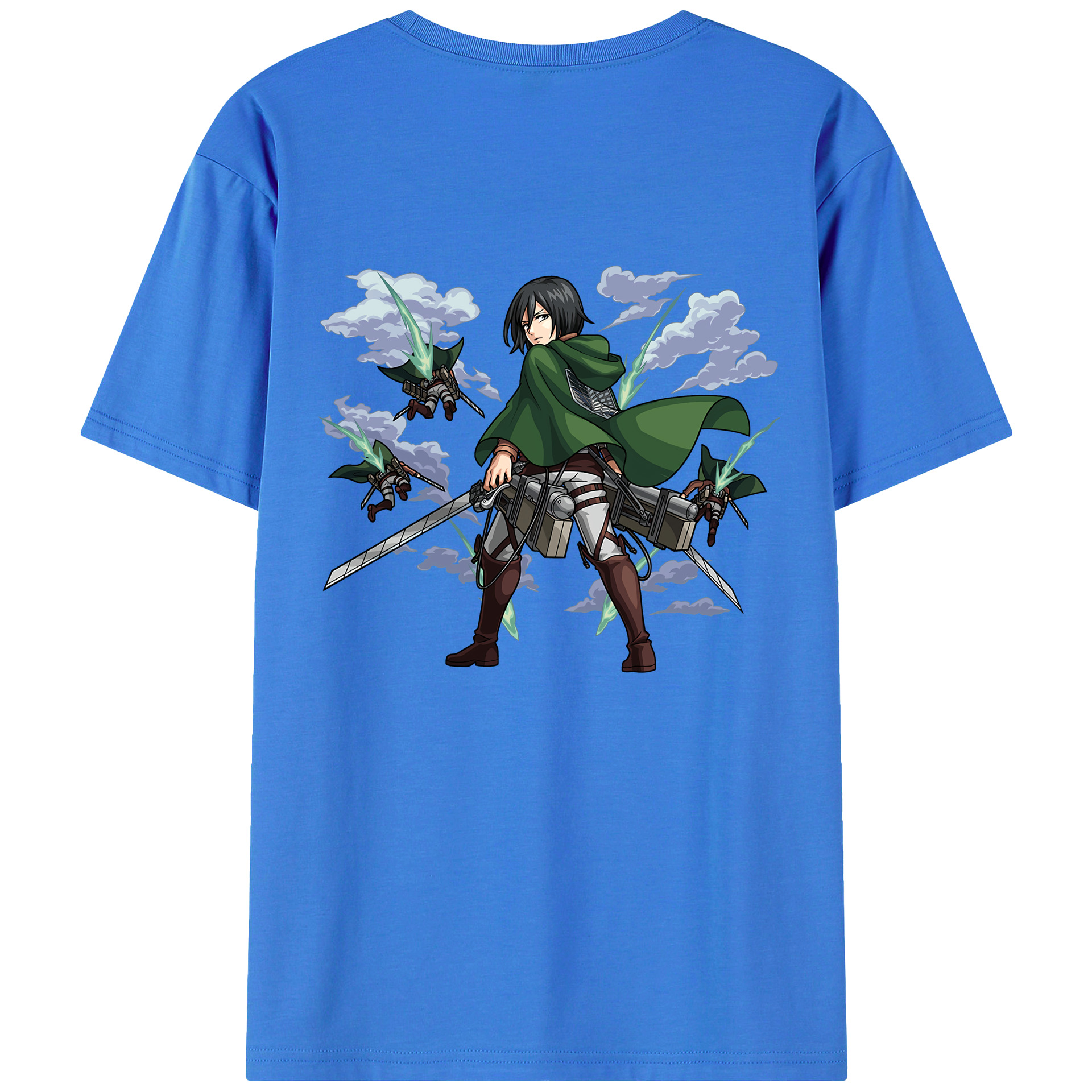 （画像用） 進撃の巨人 ミカサ·アッカーマン Attack on Titan Mikasa Ackerman 綿100％ メンズ半袖Tシャツ（バックプリント） 通気性