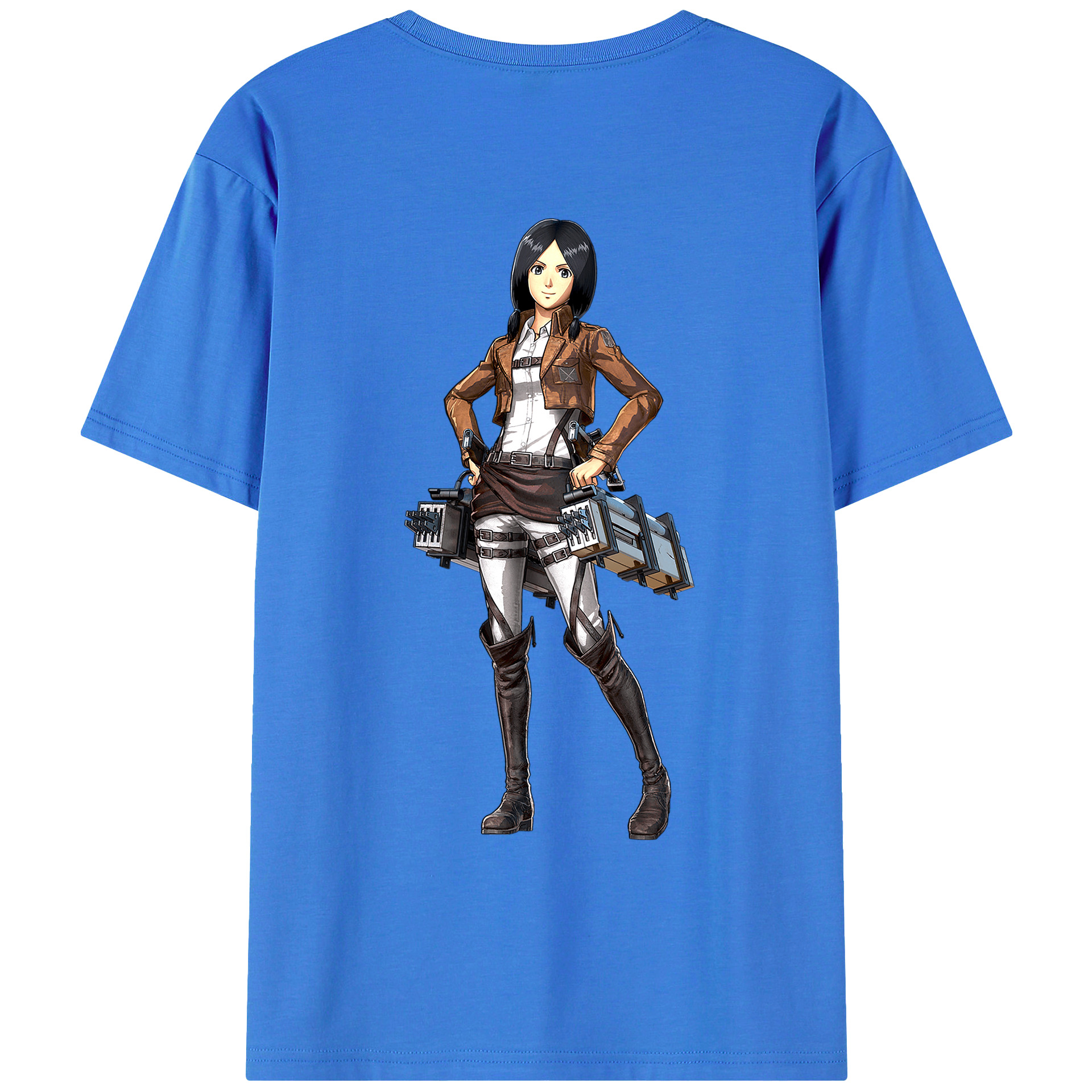 （画像用） 進撃の巨人 ミカサ·アッカーマン Attack on Titan Mikasa Ackerman 綿100％ メンズ半袖Tシャツ（バックプリント） 通気性