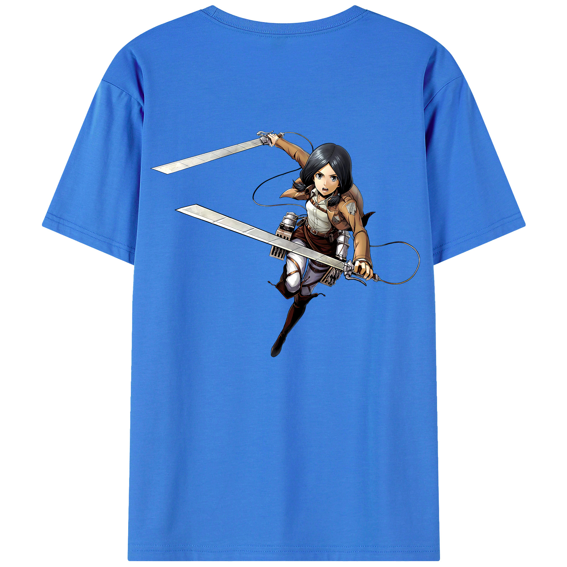 （画像用） 進撃の巨人 ミカサ·アッカーマン Attack on Titan Mikasa Ackerman 綿100％ メンズ半袖Tシャツ（バックプリント） 通気性