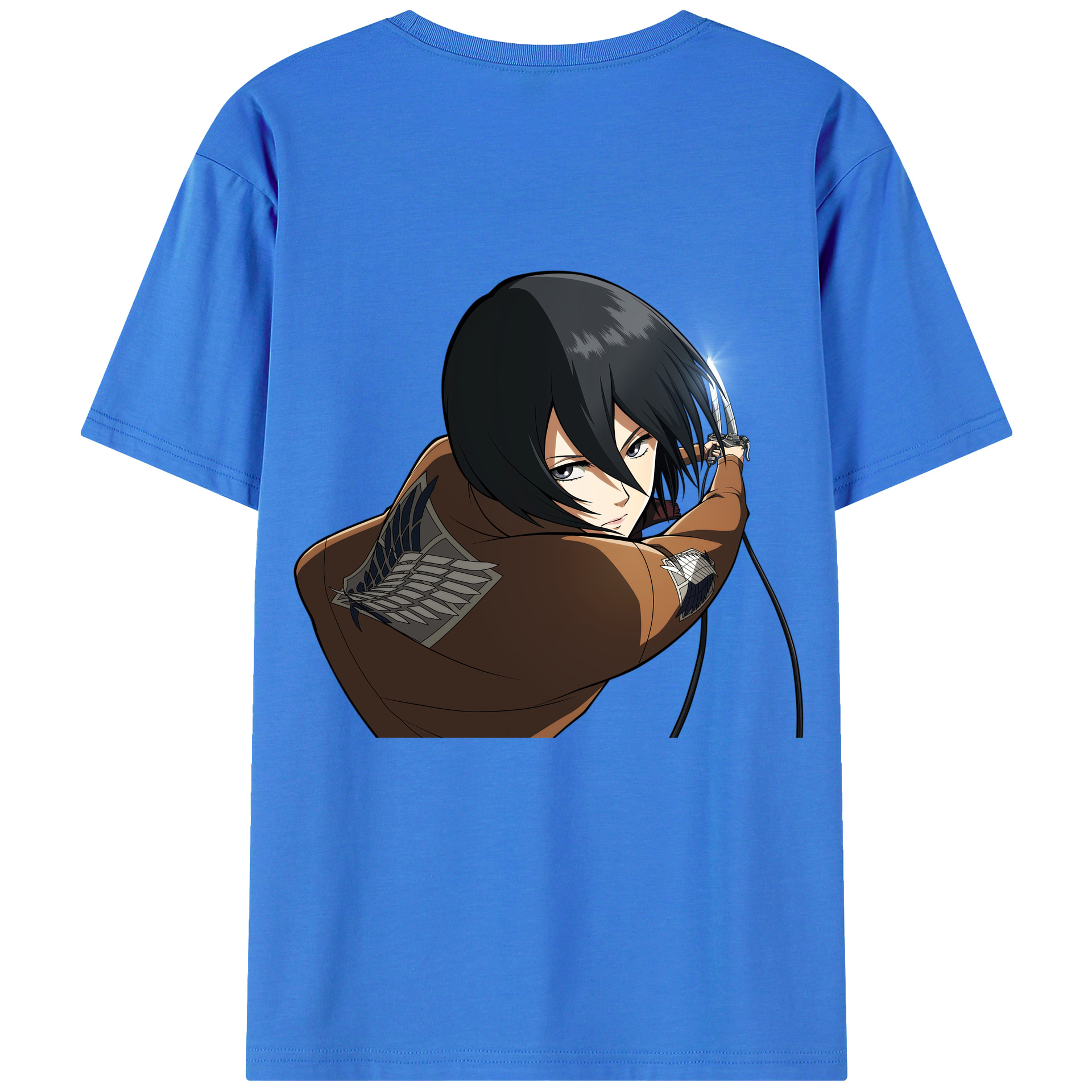 （画像用） 進撃の巨人 ミカサ·アッカーマン Attack on Titan Mikasa Ackerman 綿100％ メンズ半袖Tシャツ（バックプリント） 通気性