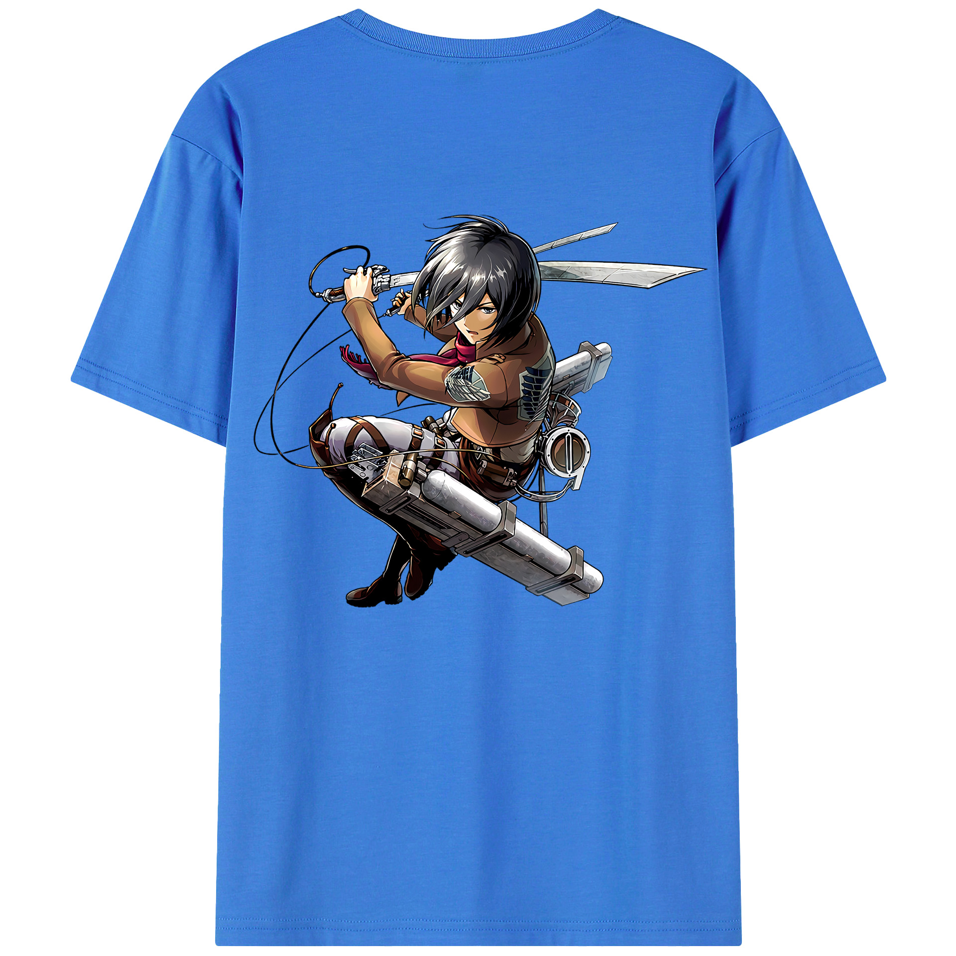 （画像用） 進撃の巨人 ミカサ·アッカーマン Attack on Titan Mikasa Ackerman 綿100％ メンズ半袖Tシャツ（バックプリント） 通気性