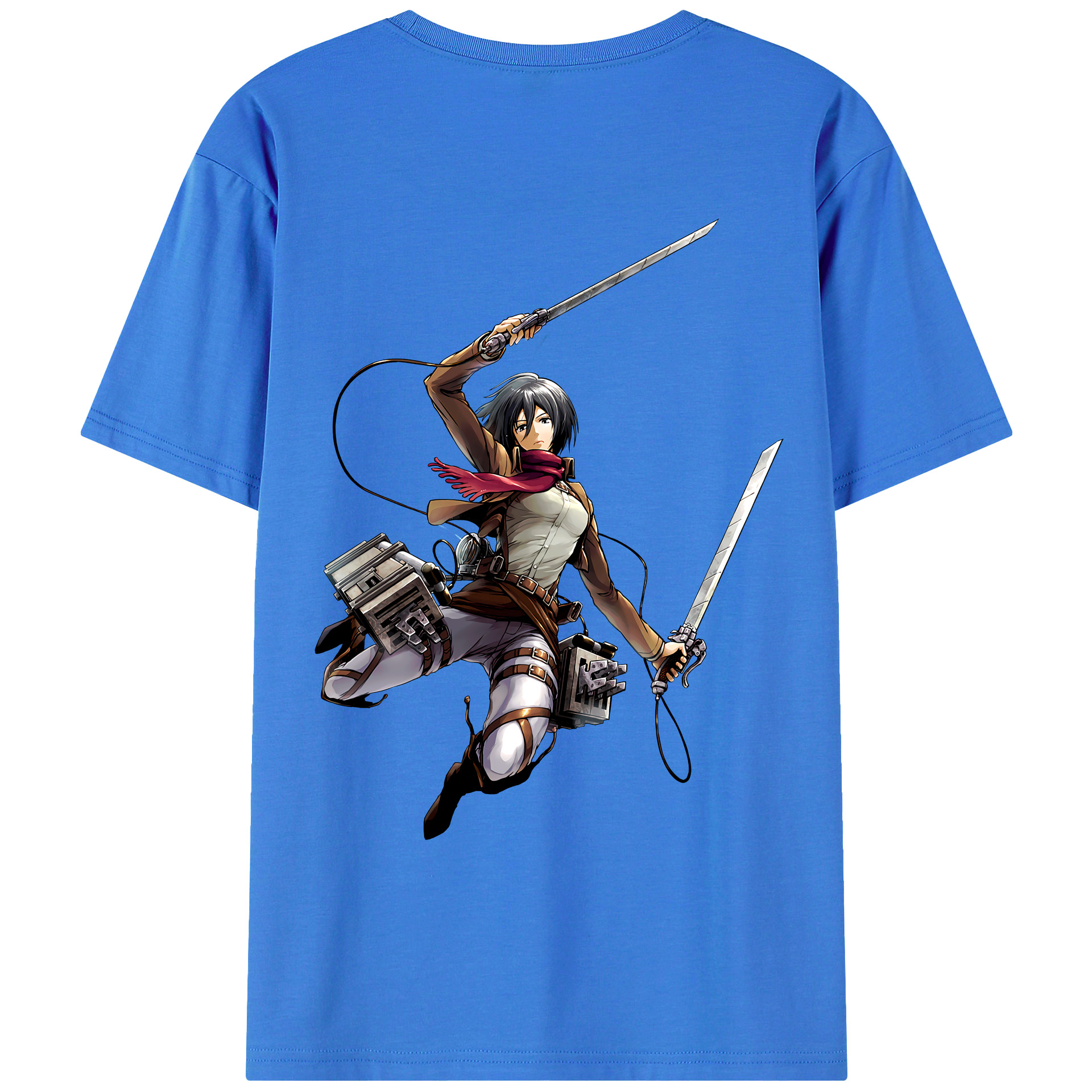 （画像用） 進撃の巨人 ミカサ·アッカーマン Attack on Titan Mikasa Ackerman 綿100％ メンズ半袖Tシャツ（バックプリント） 通気性