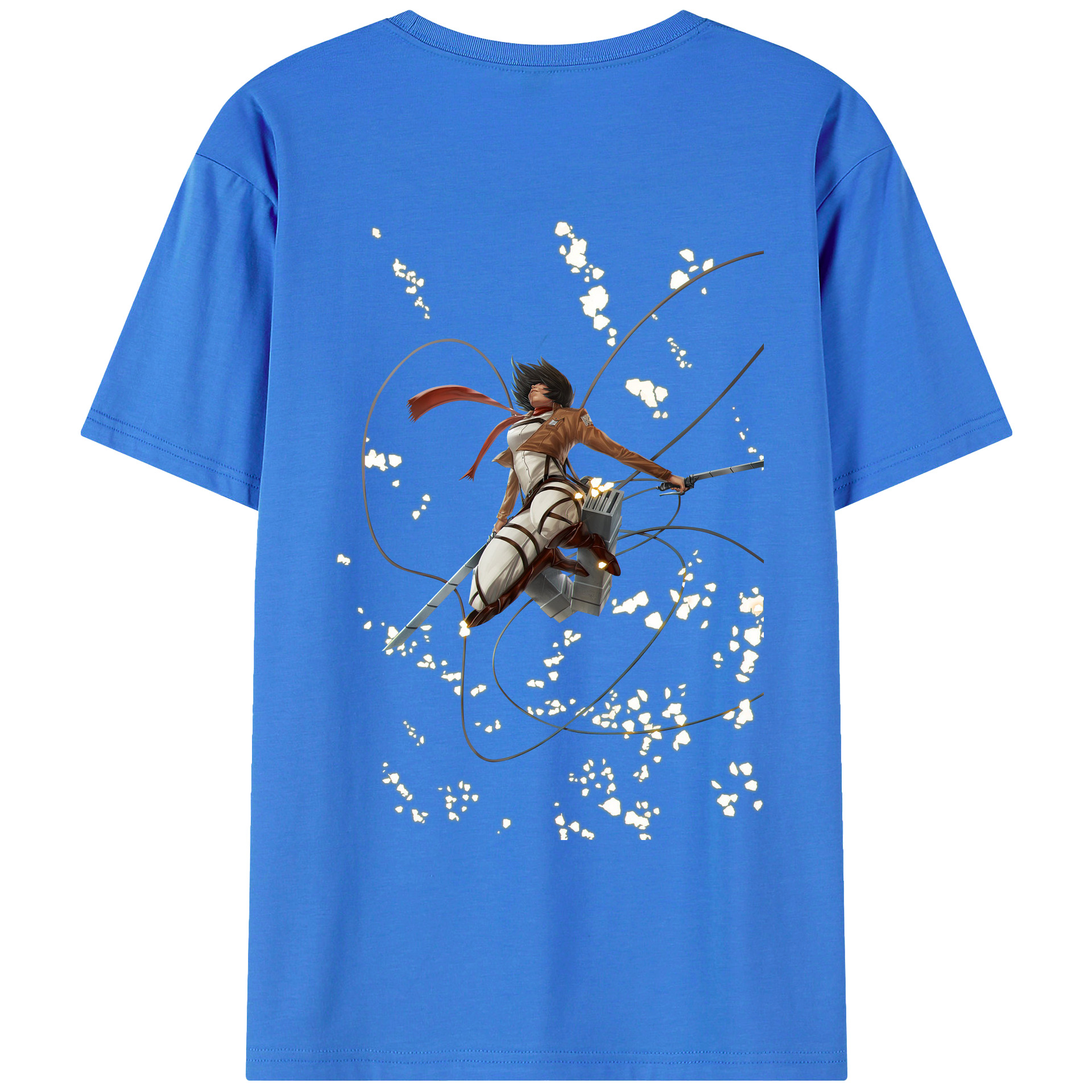 （画像用） 進撃の巨人 ミカサ·アッカーマン Attack on Titan Mikasa Ackerman 綿100％ メンズ半袖Tシャツ（バックプリント） 通気性