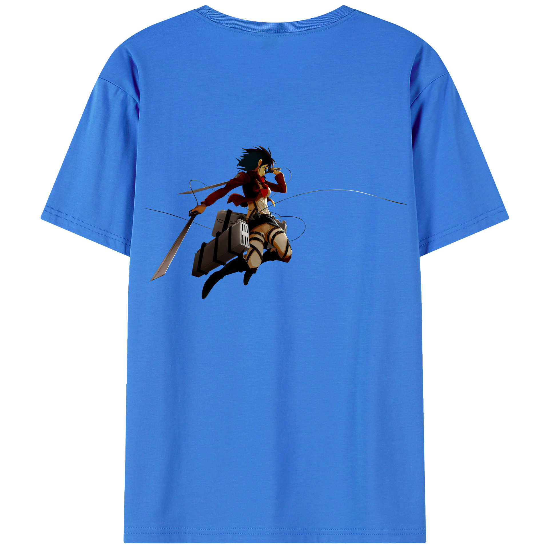 （画像用） 進撃の巨人 ミカサ·アッカーマン Attack on Titan Mikasa Ackerman 綿100％ メンズ半袖Tシャツ（バックプリント） 通気性