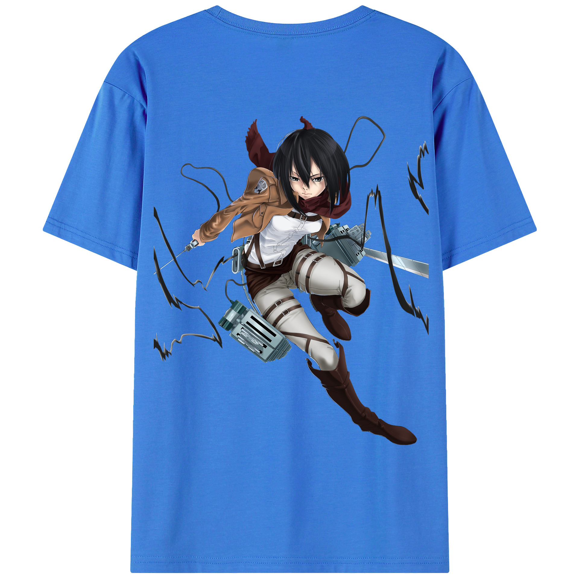 （画像用） 進撃の巨人 ミカサ·アッカーマン Attack on Titan Mikasa Ackerman 綿100％ メンズ半袖Tシャツ（バックプリント） 通気性