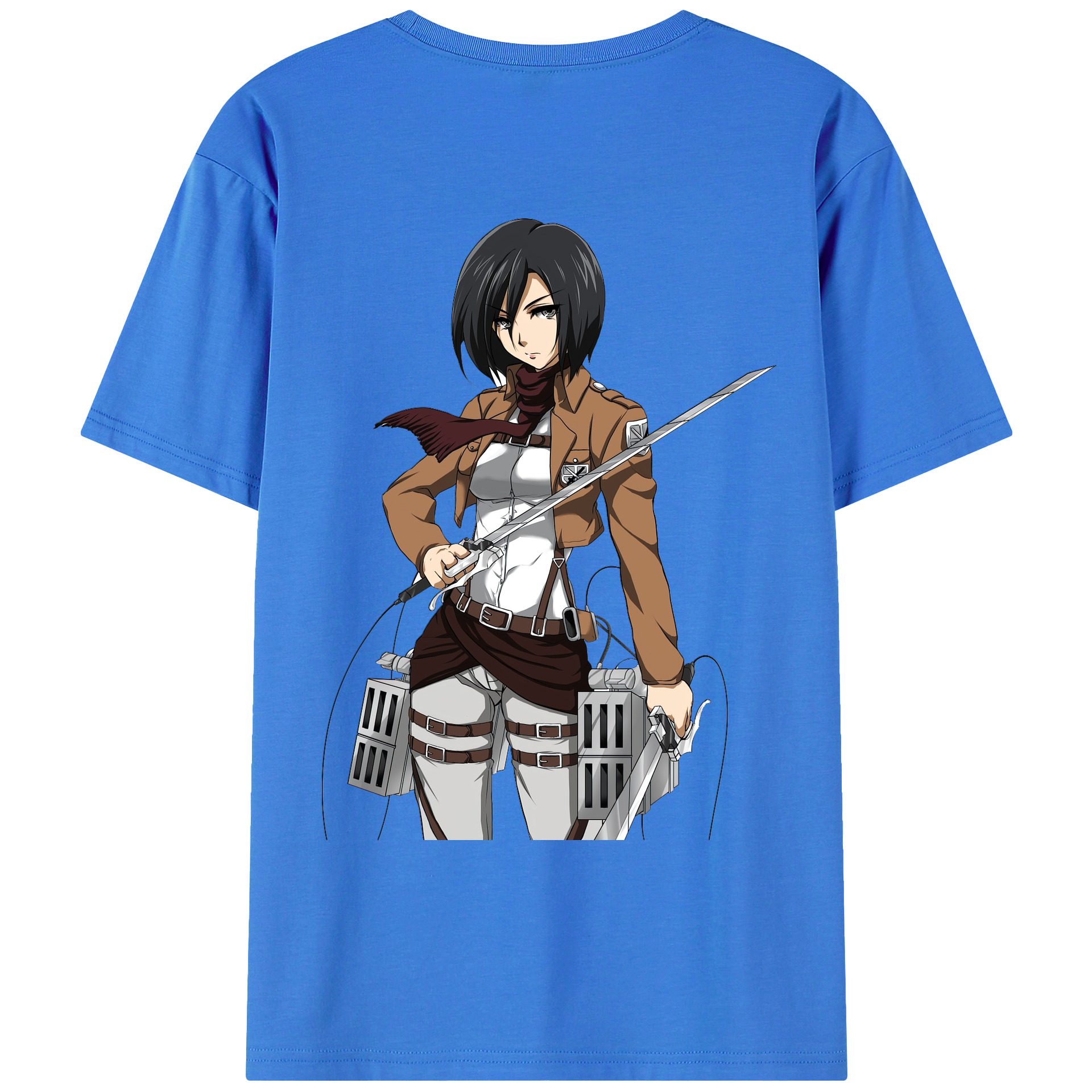（画像用） 進撃の巨人 ミカサ·アッカーマン Attack on Titan Mikasa Ackerman 綿100％ メンズ半袖Tシャツ（バックプリント） 通気性