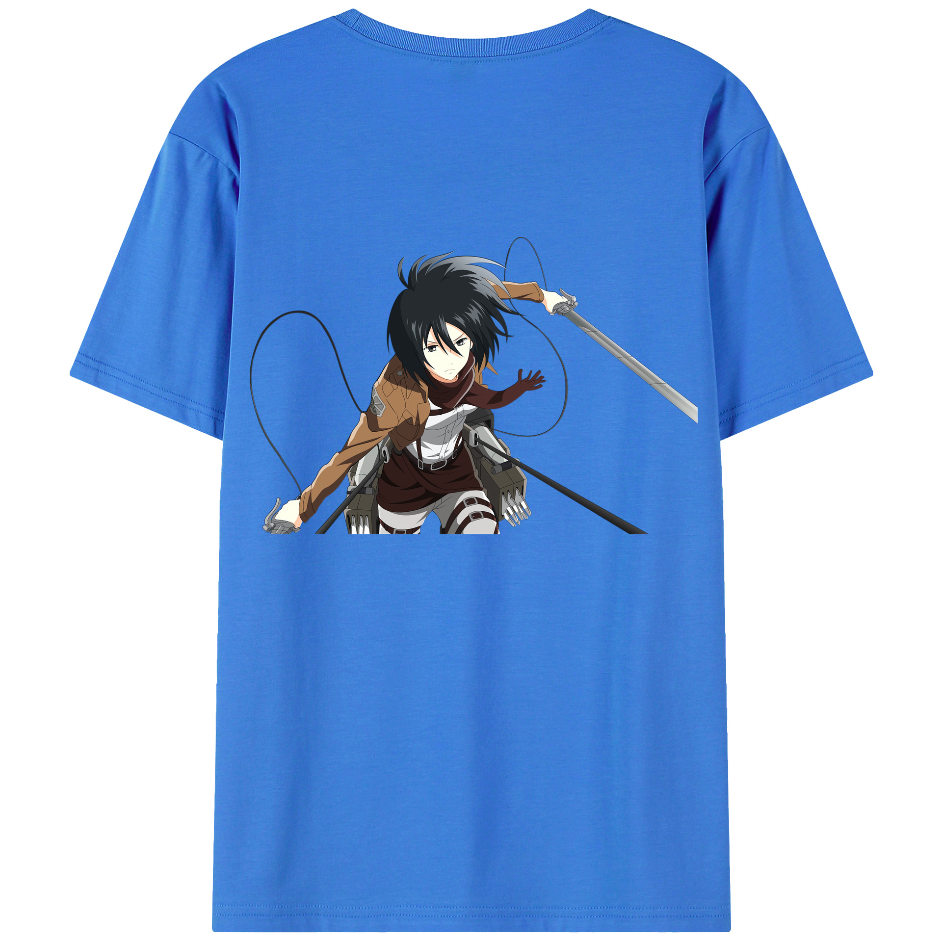 （画像用） 進撃の巨人 ミカサ·アッカーマン Attack on Titan Mikasa Ackerman 綿100％ メンズ半袖Tシャツ（バックプリント） 通気性