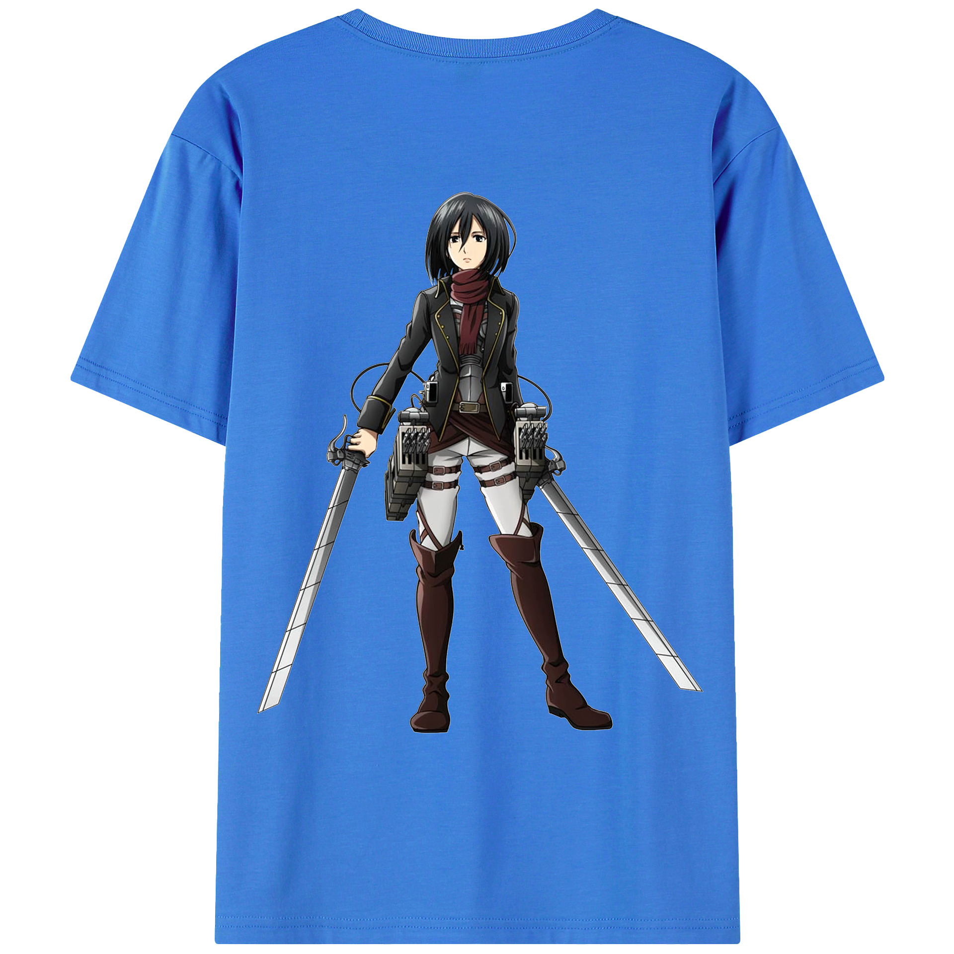 （画像用） 進撃の巨人 ミカサ·アッカーマン Attack on Titan Mikasa Ackerman 綿100％ メンズ半袖Tシャツ（バックプリント） 通気性