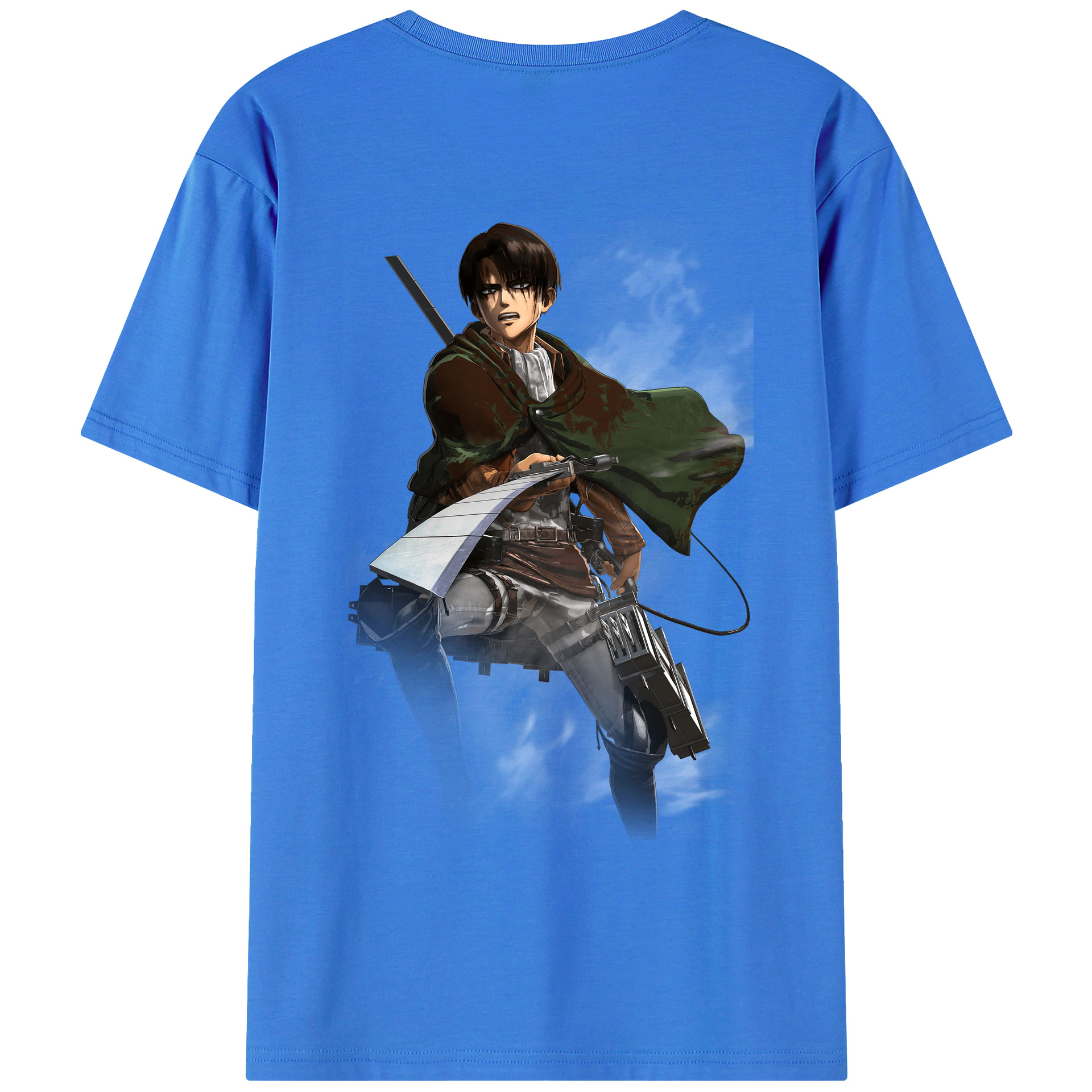 （画像用） 進撃の巨人 リヴァイ·アッカーマン Attack on Titan Levi Ackerman 綿100％ メンズ半袖Tシャツ（バックプリント） 通気性