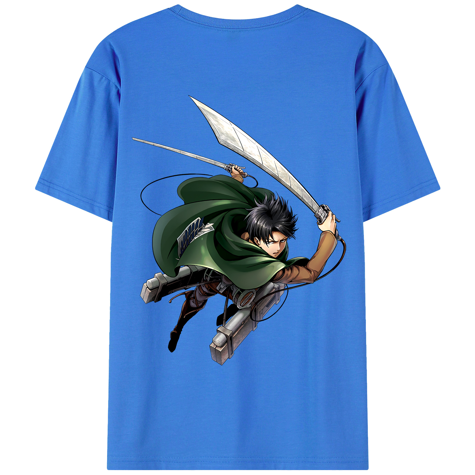 （画像用） 進撃の巨人 リヴァイ·アッカーマン Attack on Titan Levi Ackerman 綿100％ メンズ半袖Tシャツ（バックプリント） 通気性