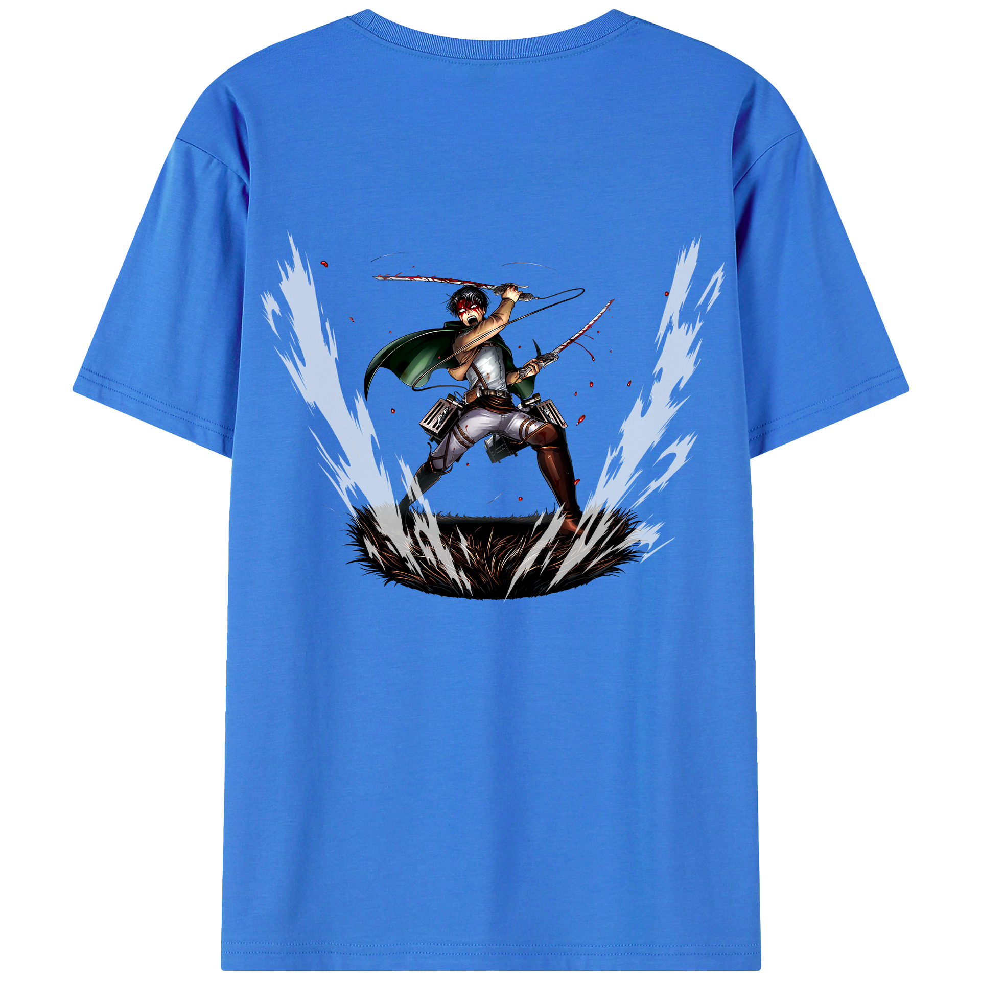 （画像用） 進撃の巨人 リヴァイ·アッカーマン Attack on Titan Levi Ackerman 綿100％ メンズ半袖Tシャツ（バックプリント） 通気性