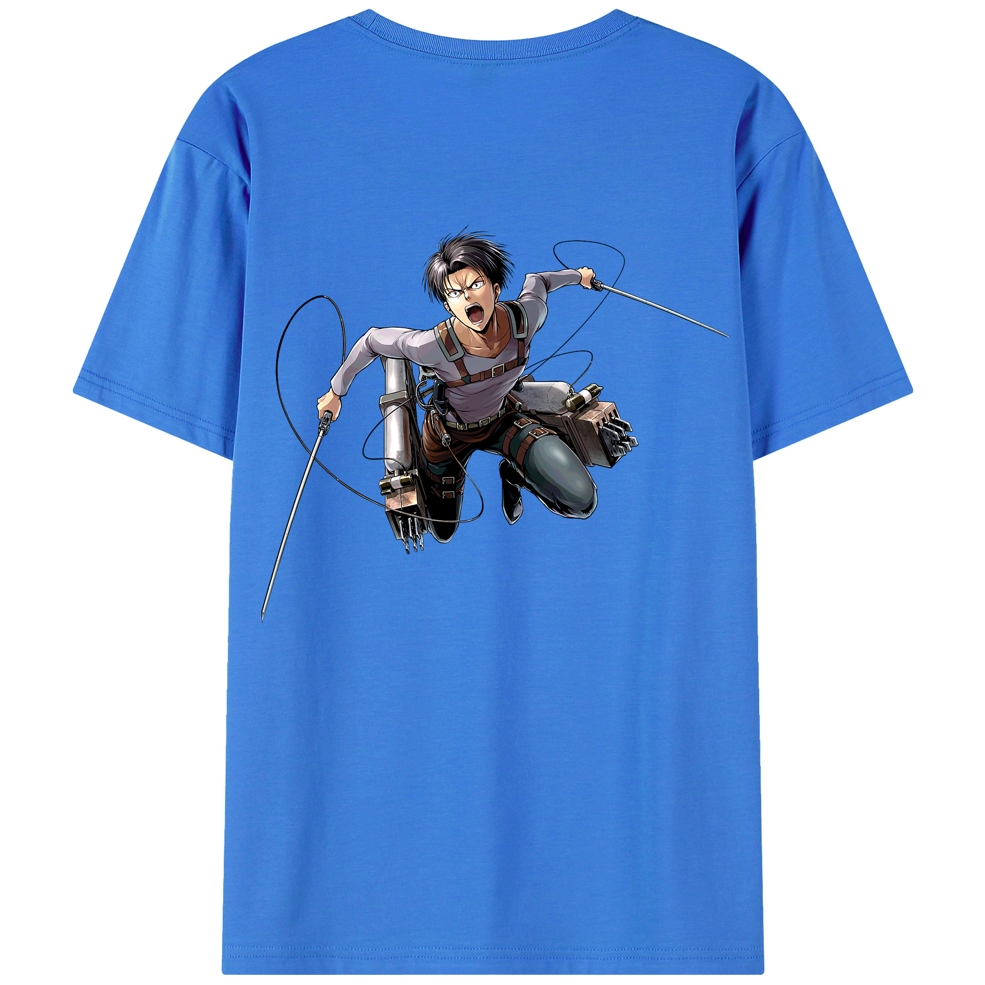 （画像用） 進撃の巨人 リヴァイ·アッカーマン Attack on Titan Levi Ackerman 綿100％ メンズ半袖Tシャツ（バックプリント） 通気性