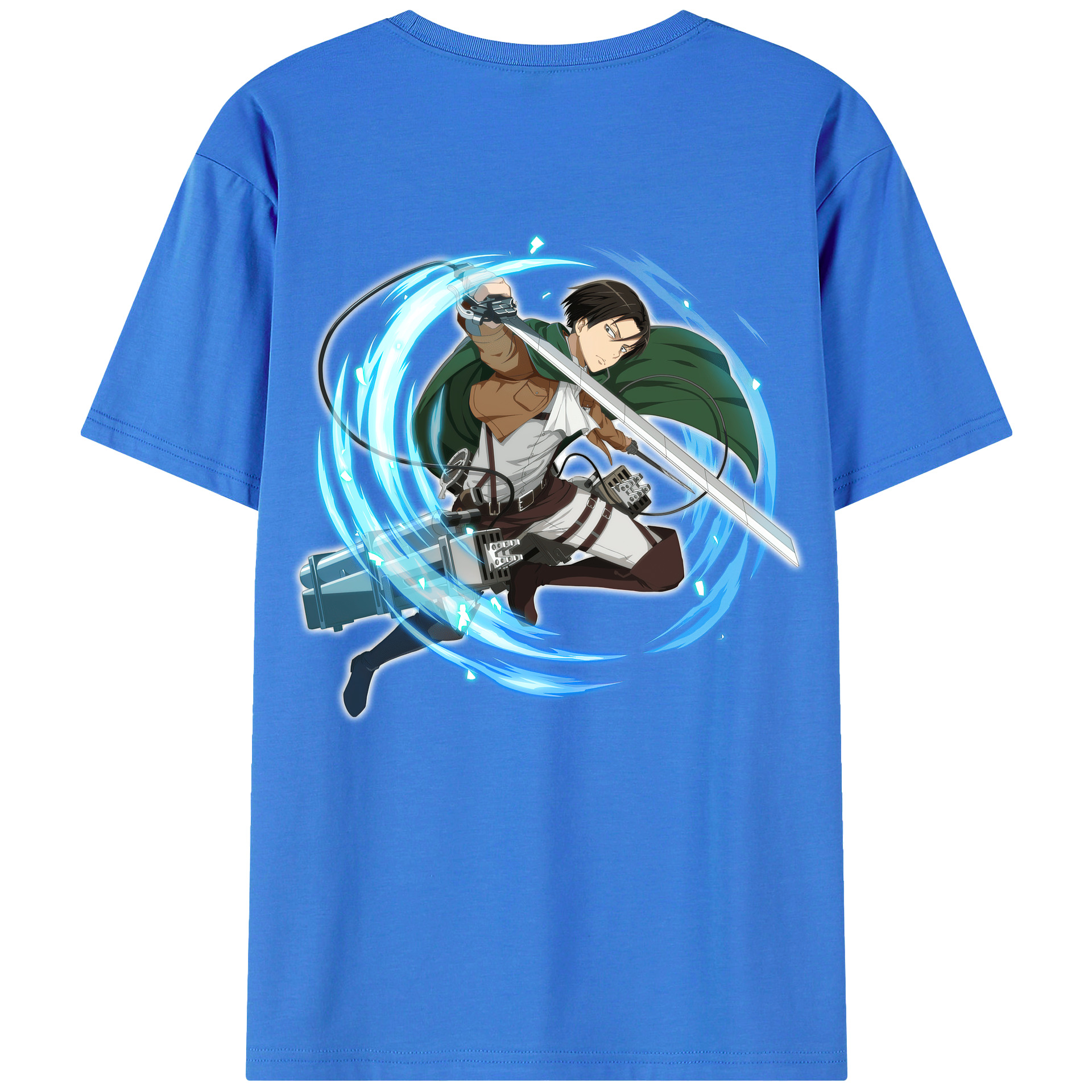 （画像用） 進撃の巨人 リヴァイ·アッカーマン Attack on Titan Levi Ackerman 綿100％ メンズ半袖Tシャツ（バックプリント） 通気性