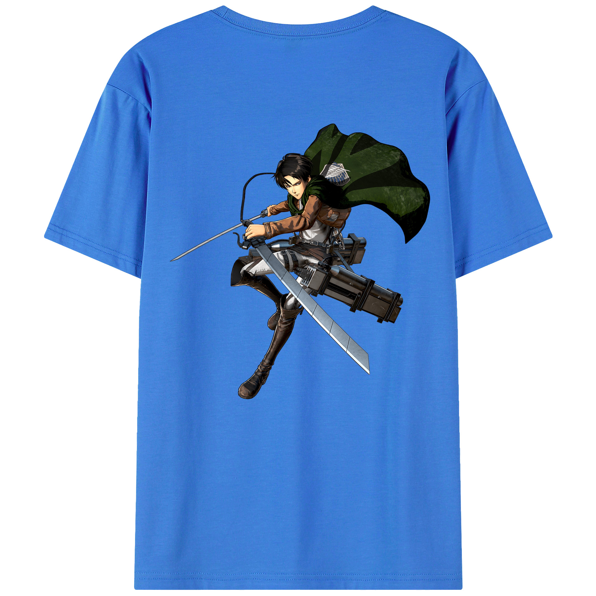 （画像用） 進撃の巨人 リヴァイ·アッカーマン Attack on Titan Levi Ackerman 綿100％ メンズ半袖Tシャツ（バックプリント） 通気性