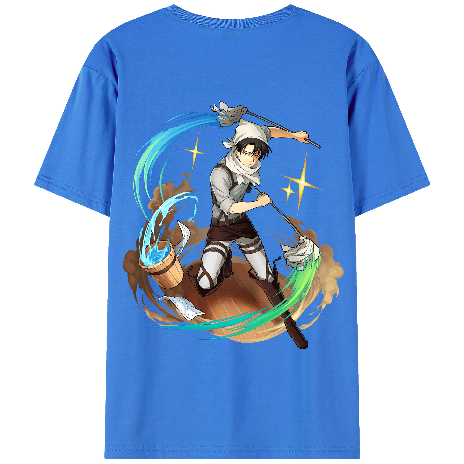 （画像用） 進撃の巨人 リヴァイ·アッカーマン Attack on Titan Levi Ackerman 綿100％ メンズ半袖Tシャツ（バックプリント） 通気性