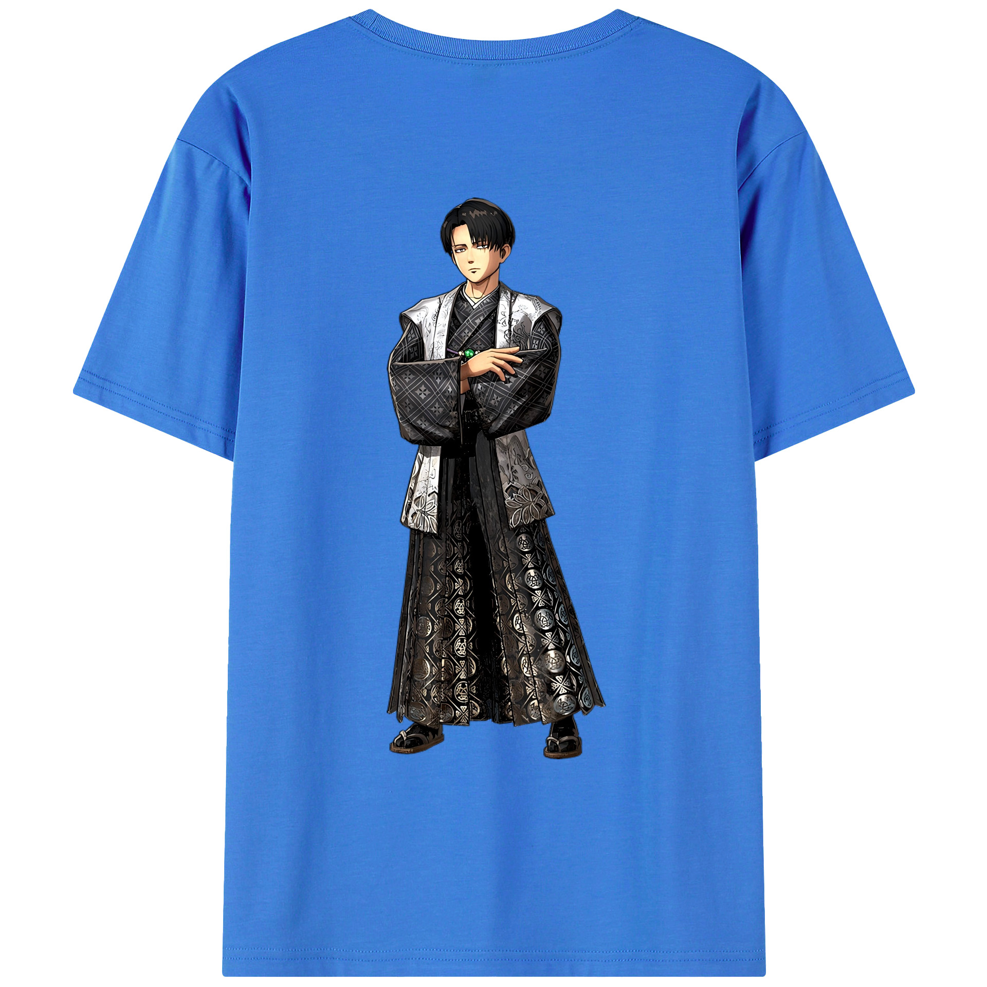 （画像用） 進撃の巨人 リヴァイ·アッカーマン Attack on Titan Levi Ackerman 綿100％ メンズ半袖Tシャツ（バックプリント） 通気性