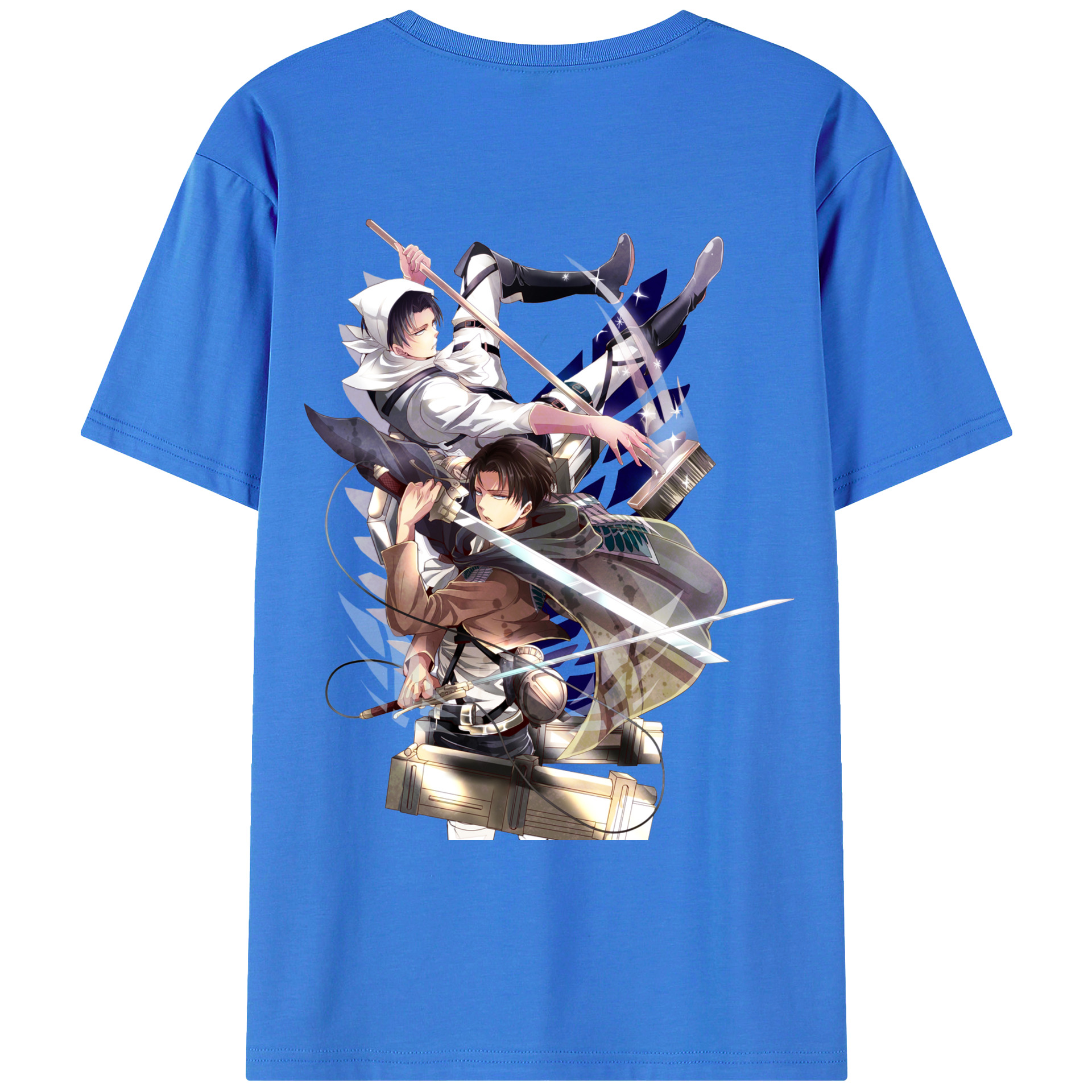 （画像用） 進撃の巨人 リヴァイ·アッカーマン Attack on Titan Levi Ackerman 綿100％ メンズ半袖Tシャツ（バックプリント） 通気性