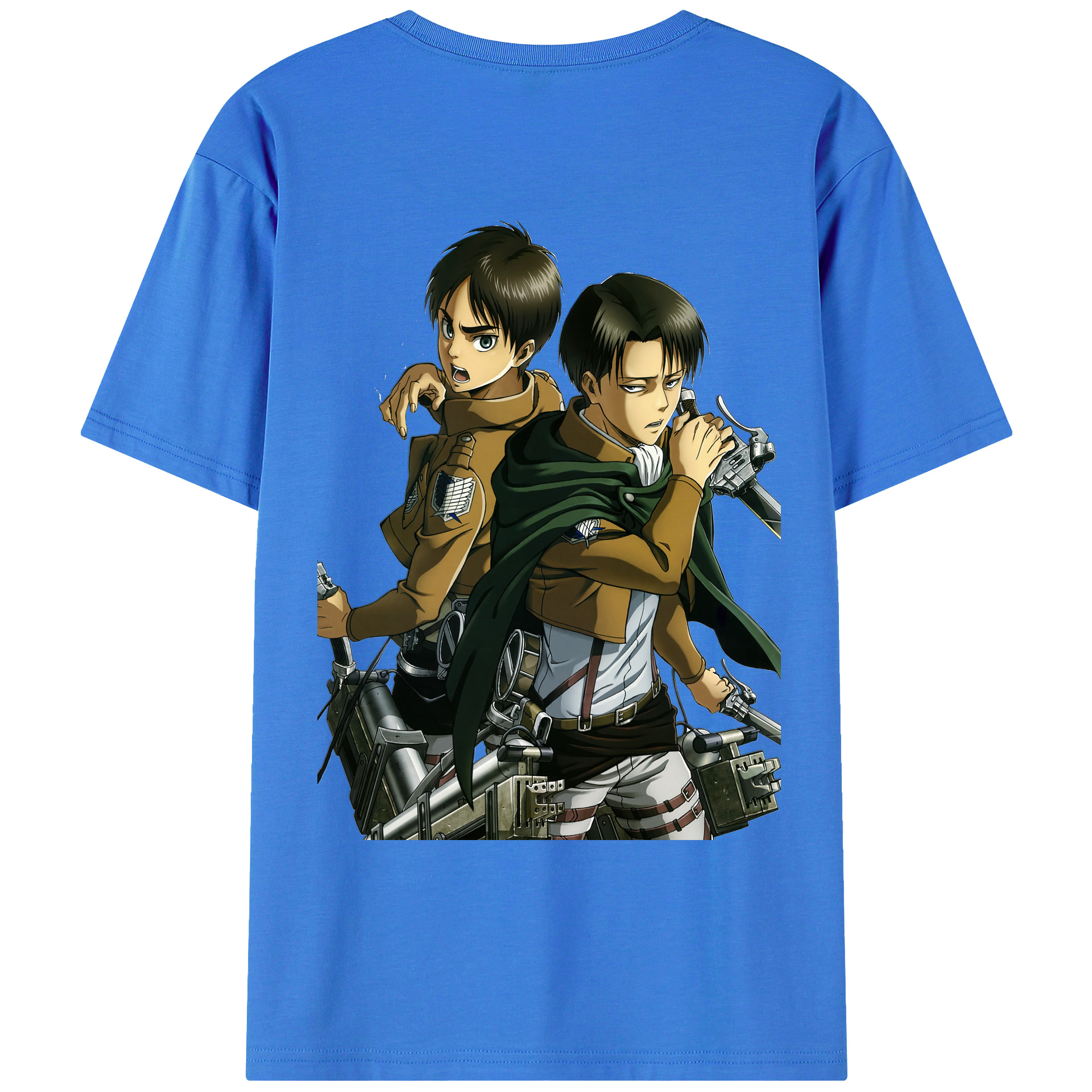 （画像用） 進撃の巨人 リヴァイ·アッカーマン Attack on Titan Levi Ackerman 綿100％ メンズ半袖Tシャツ（バックプリント） 通気性