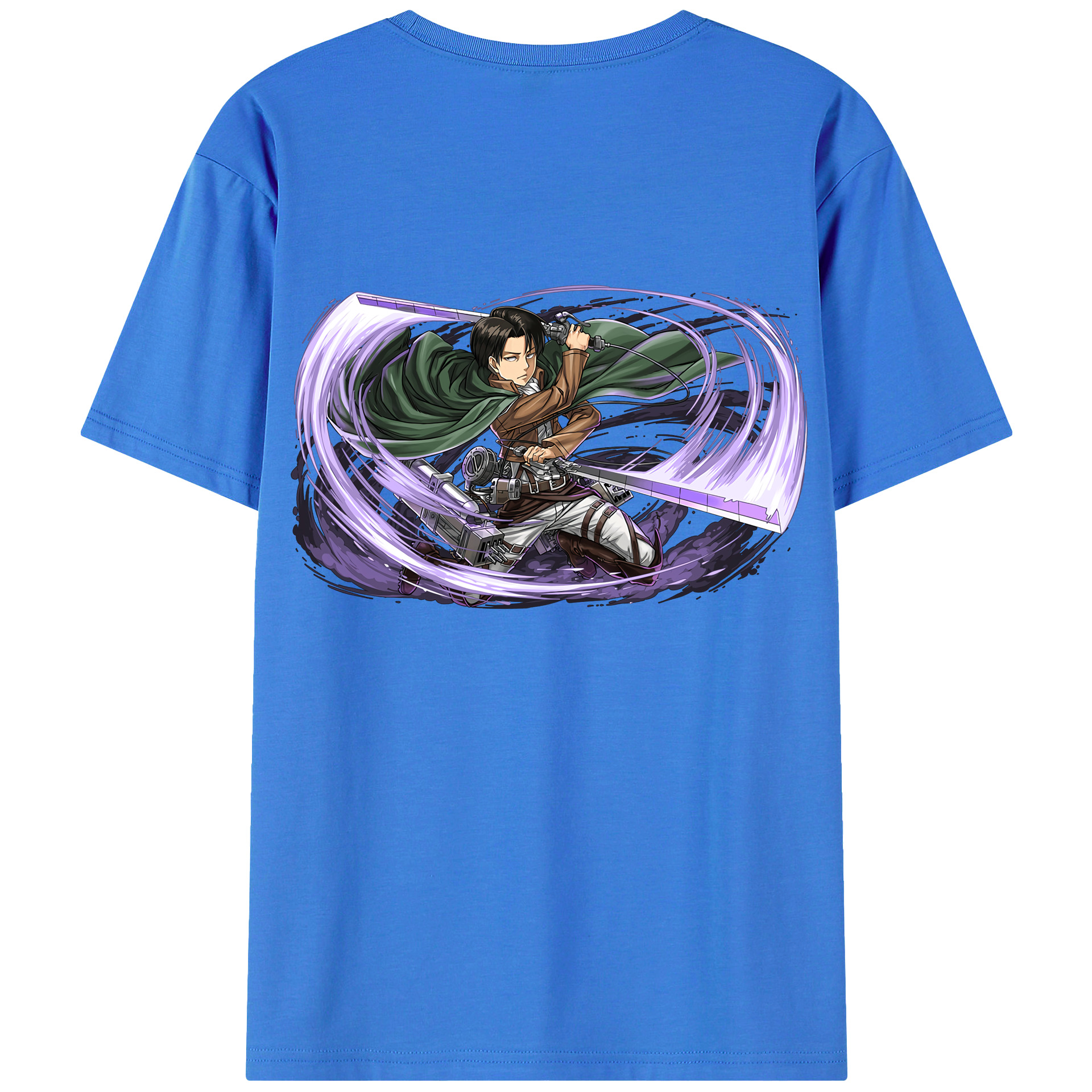 （画像用） 進撃の巨人 リヴァイ·アッカーマン Attack on Titan Levi Ackerman 綿100％ メンズ半袖Tシャツ（バックプリント） 通気性