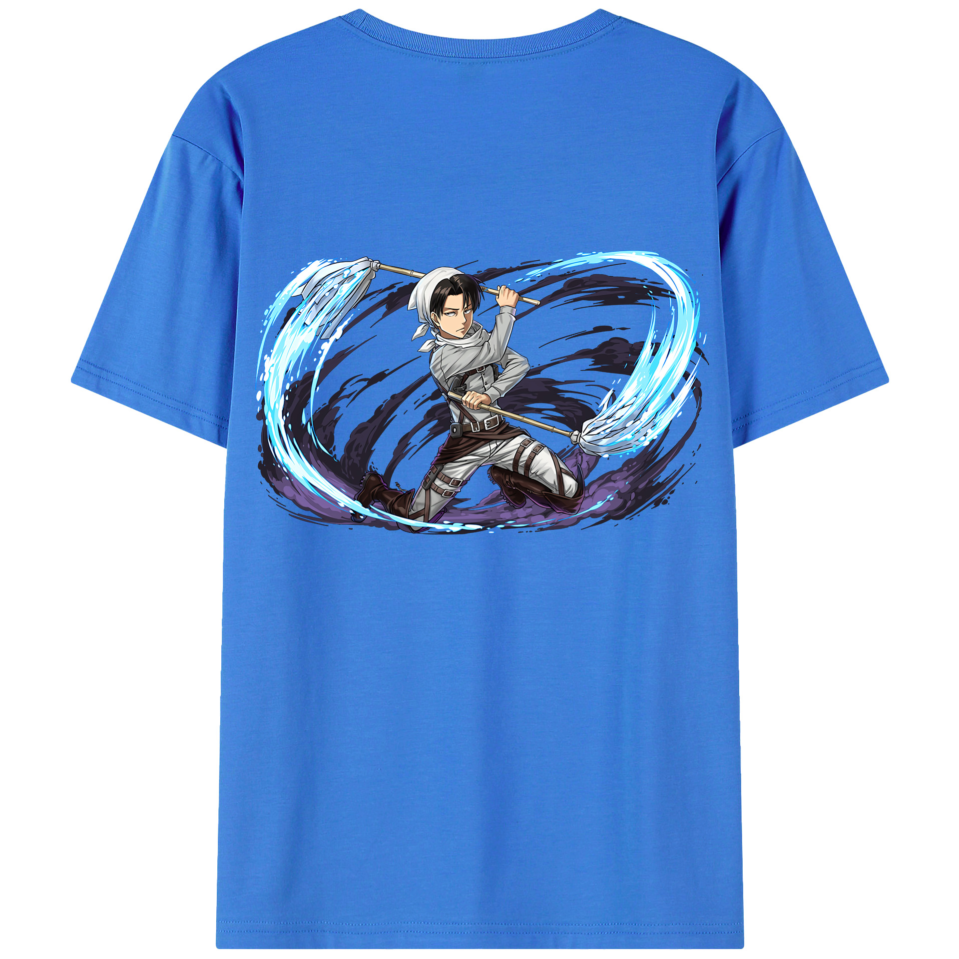 （画像用） 進撃の巨人 リヴァイ·アッカーマン Attack on Titan Levi Ackerman 綿100％ メンズ半袖Tシャツ（バックプリント） 通気性