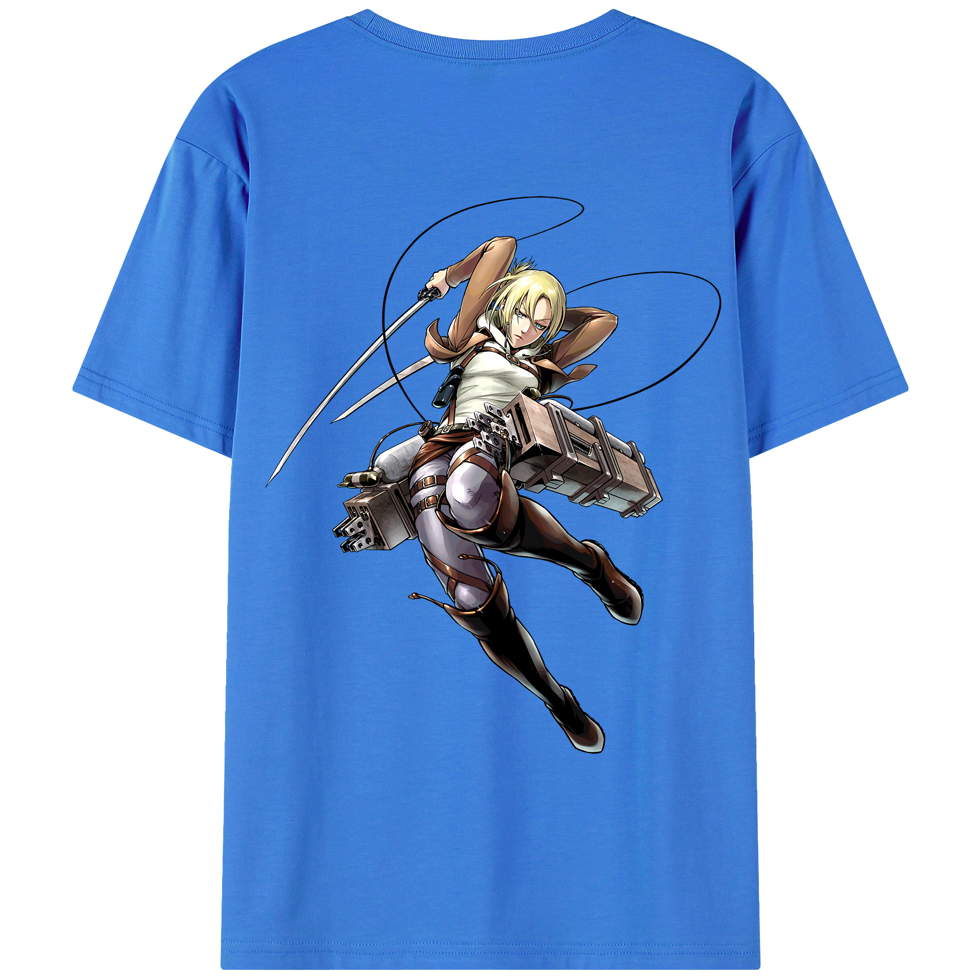 （画像用） 進撃の巨人 アニ・レオンハート Attack on Titan Annie Leonhart 綿100％ メンズ半袖Tシャツ（バックプリント） 通気性