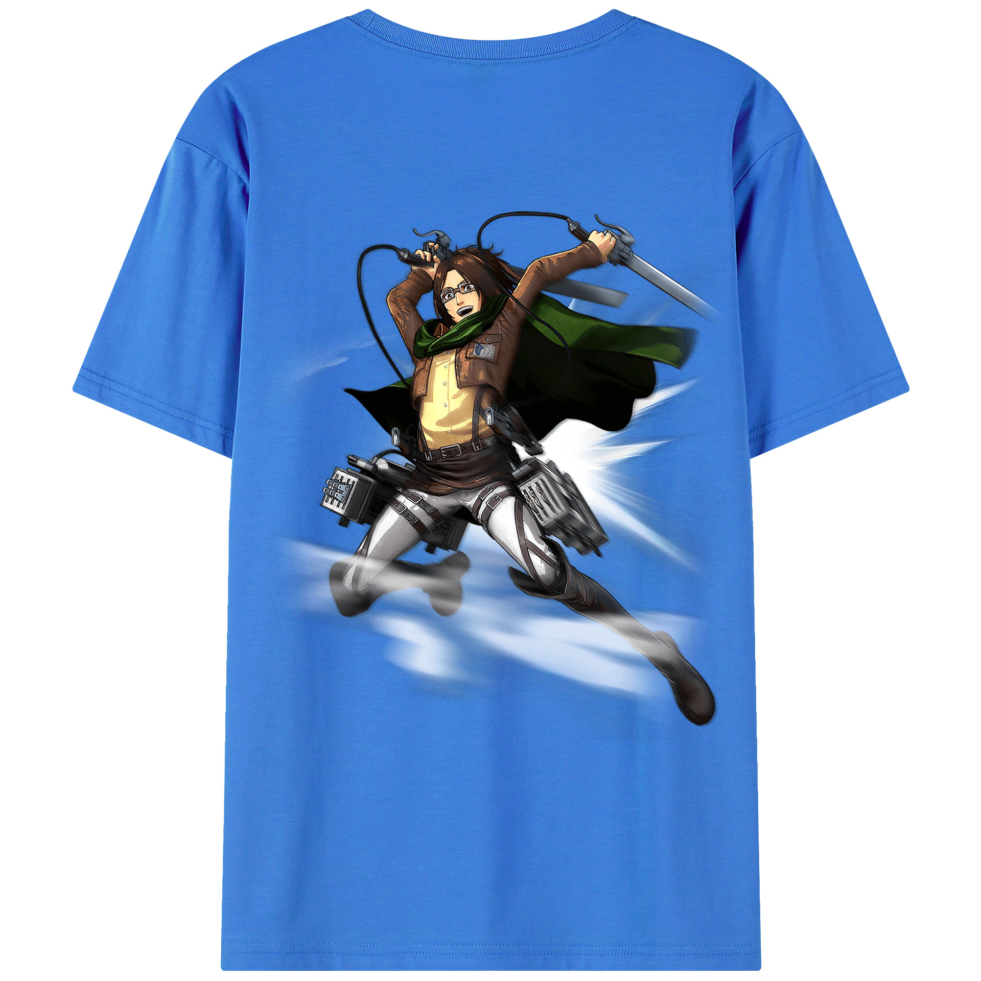 （画像用） 進撃の巨人 ハンジ·ゾエ Attack on Titan Hanji Zoe 綿100％ メンズ半袖Tシャツ（バックプリント） 通気性