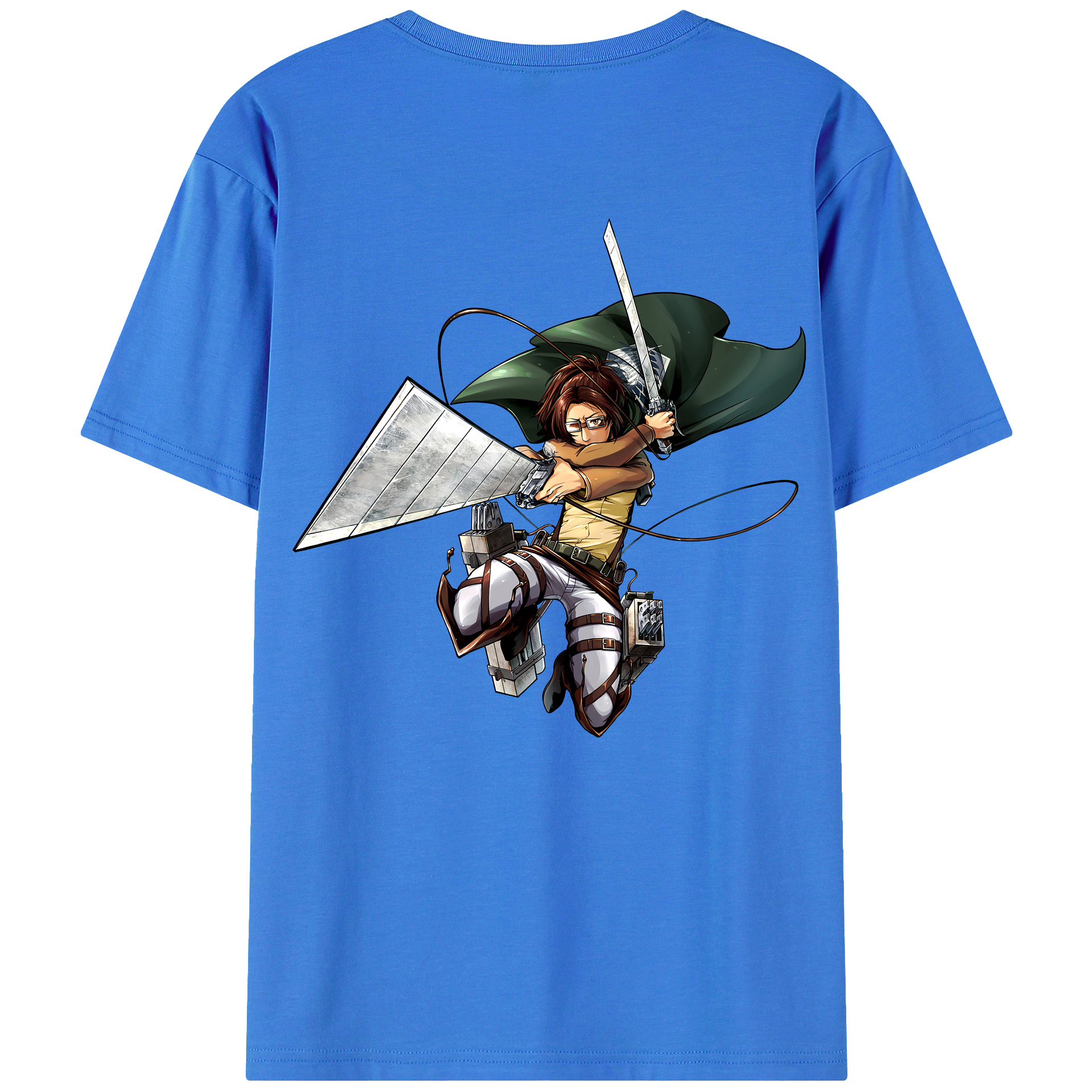 （画像用） 進撃の巨人 ハンジ·ゾエ Attack on Titan Hanji Zoe 綿100％ メンズ半袖Tシャツ（バックプリント） 通気性