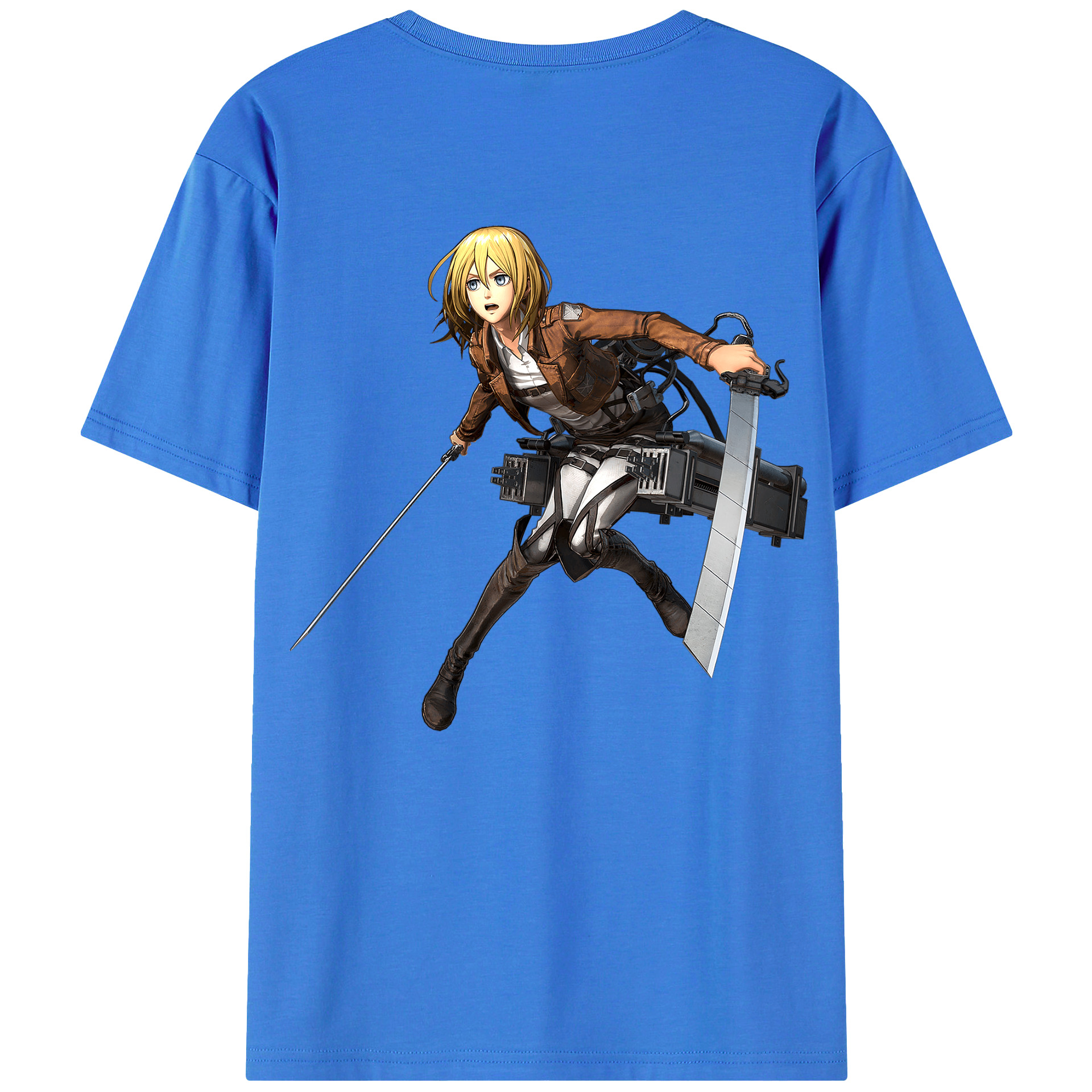 （画像用） 進撃の巨人 クリスタ·レンズ Attack on Titan Christa Lenz 綿100％ メンズ半袖Tシャツ（バックプリント） 通気性