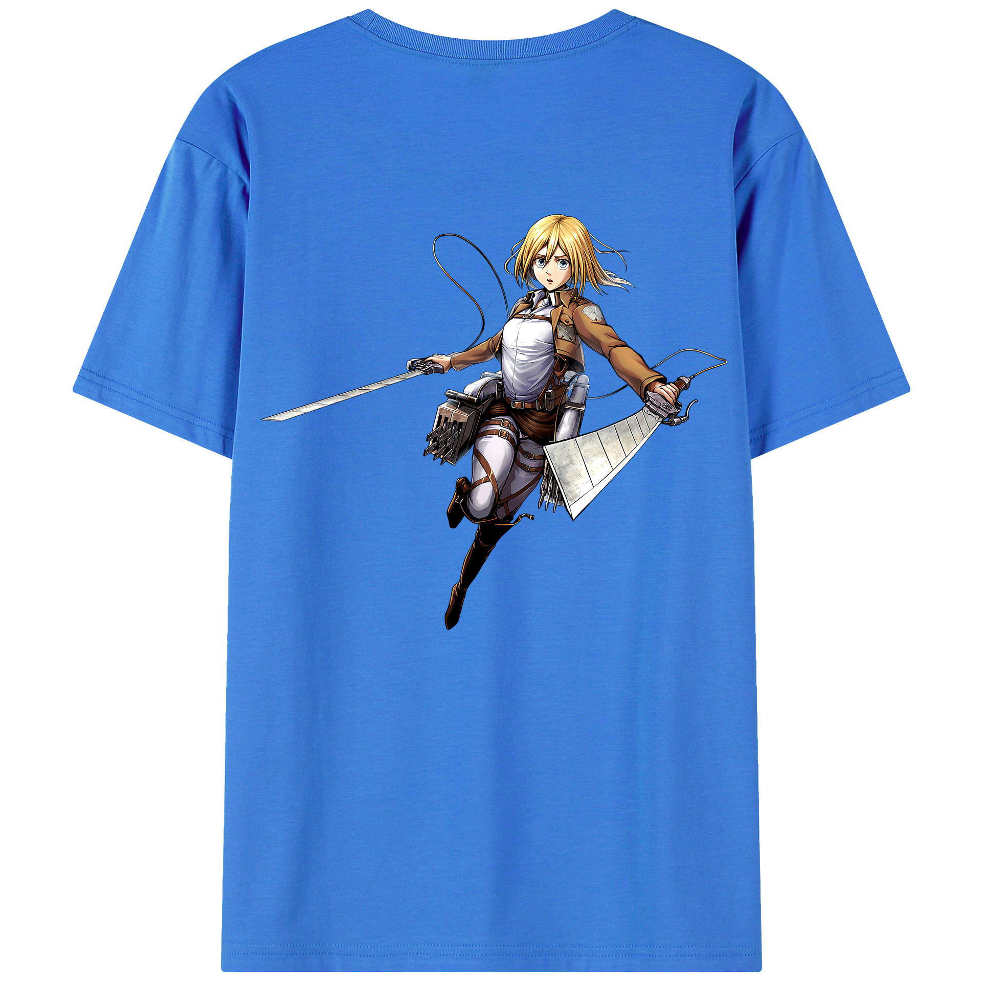 （画像用） 進撃の巨人 クリスタ·レンズ Attack on Titan Christa Lenz 綿100％ メンズ半袖Tシャツ（バックプリント） 通気性